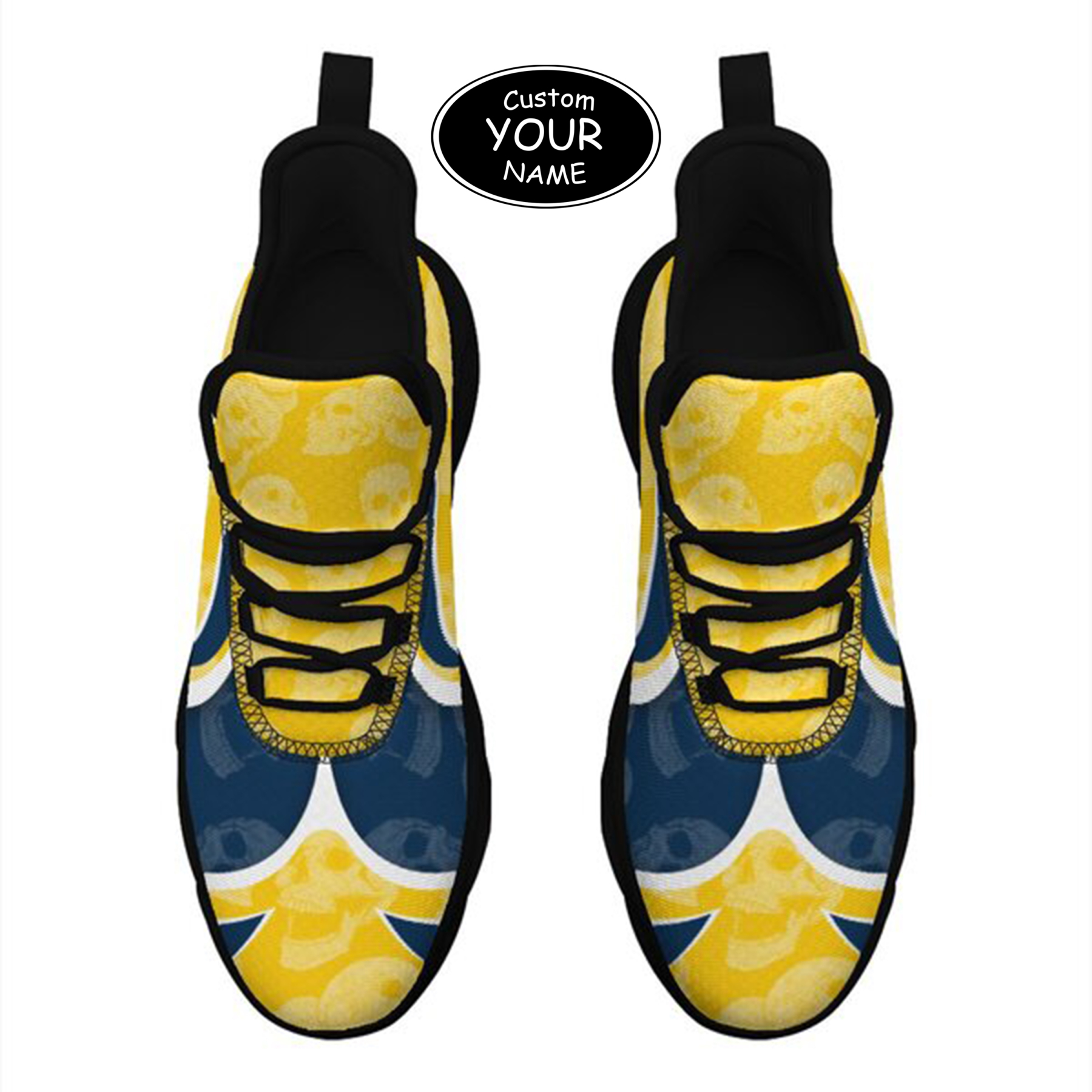 Max Sowl-25-cy-Ann Arbor-14-5, Personalized Michigan Wolverines Custom Max Sowl Shoes, Personalized Skull Sport Footwear, Custom Color-Blocked Running Shoes