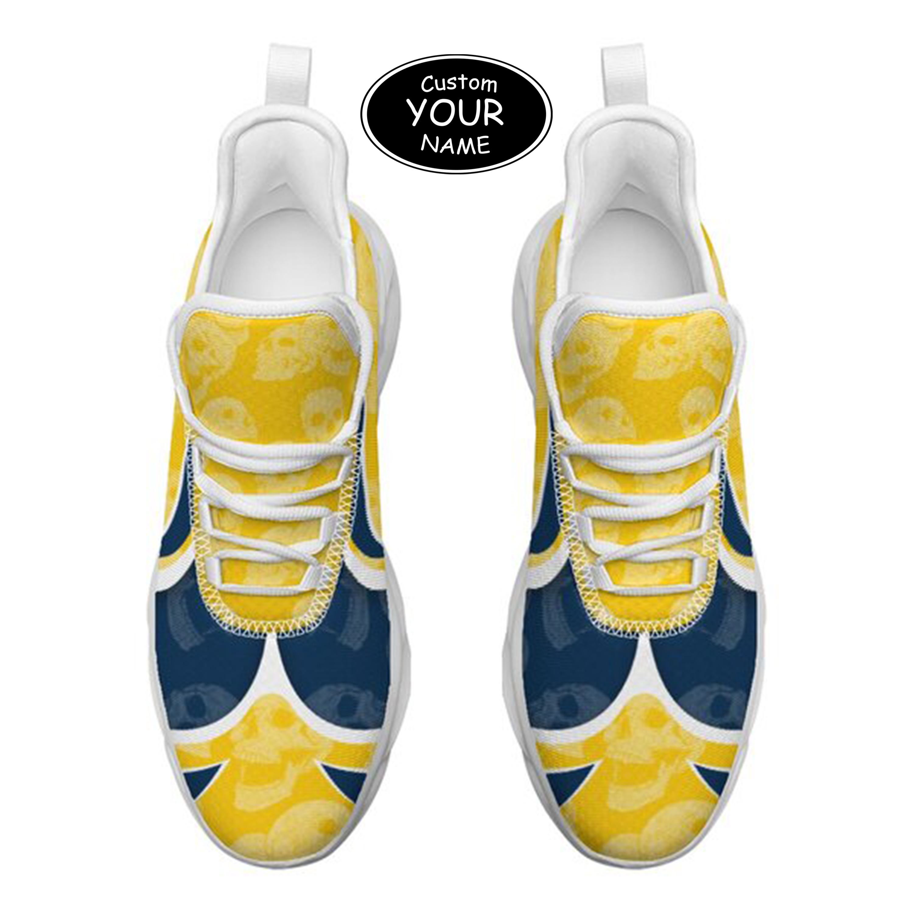 Max Sowl-25-cy-Ann Arbor-14-5, Personalized Michigan Wolverines Custom Max Sowl Shoes, Personalized Skull Sport Footwear, Custom Color-Blocked Running Shoes
