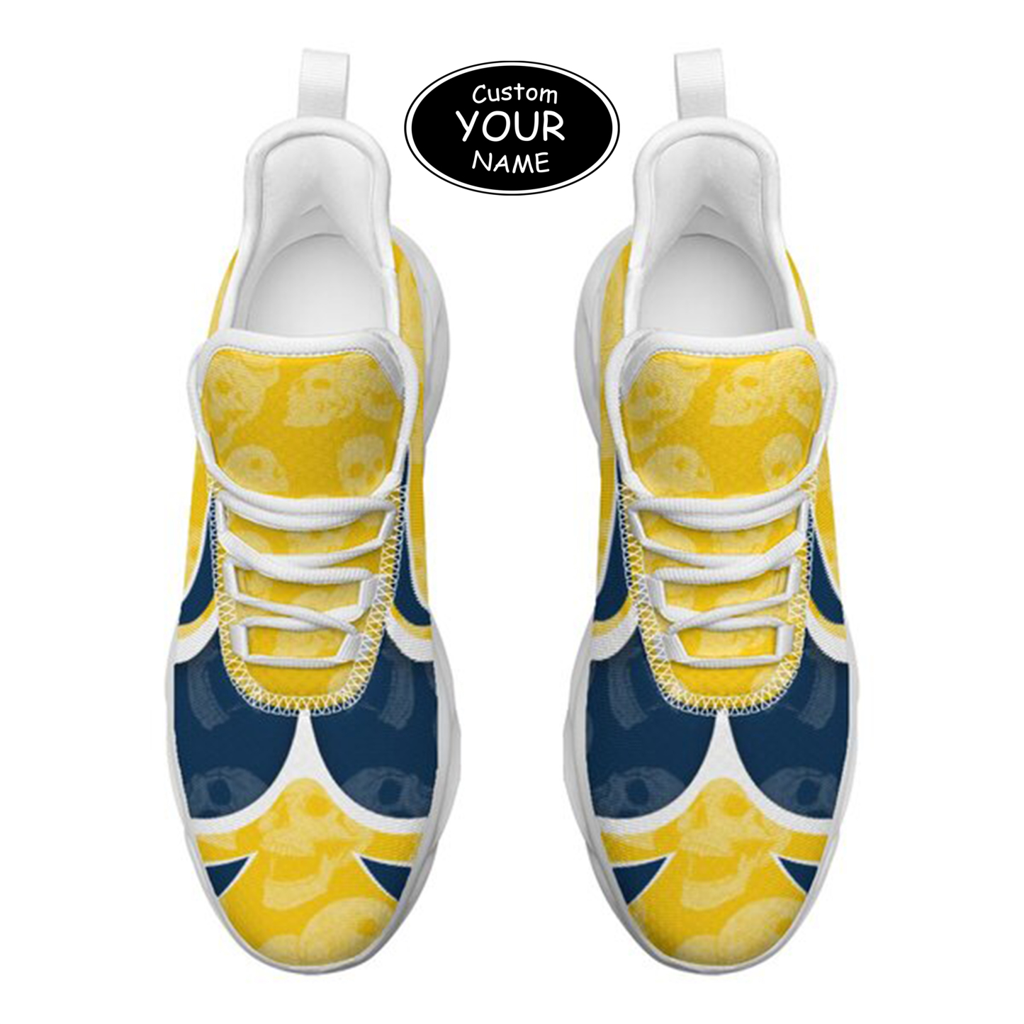 Max Sowl-25-cy-Ann Arbor-14-5, Personalized Michigan Wolverines Custom Max Sowl Shoes, Personalized Skull Sport Footwear, Custom Color-Blocked Running Shoes