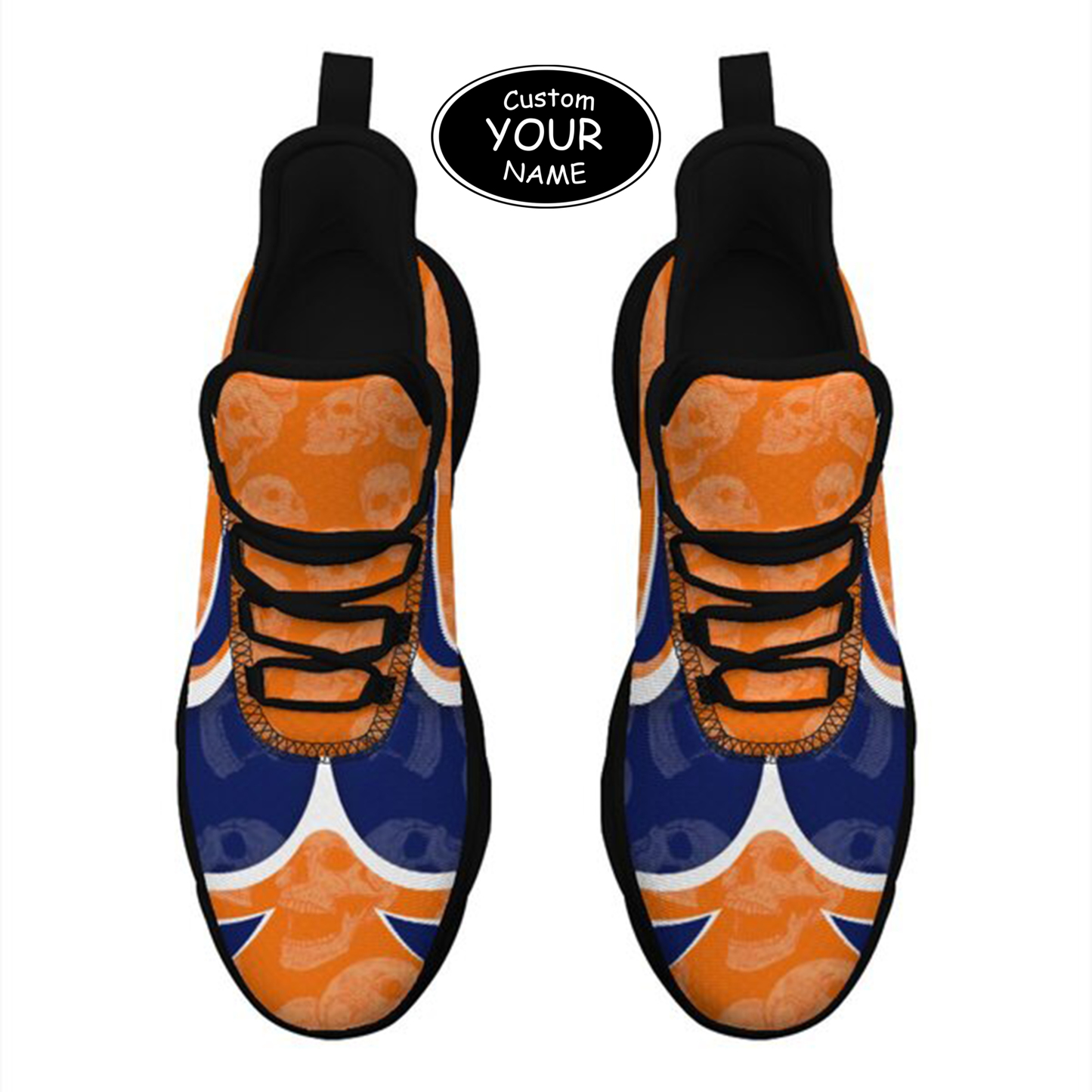 Max Sowl-25-cy-Syracuse-15-5, Personalized Syracuse Orange Custom Max Sowl Shoes, Personalized Skull Sport Footwear, Custom Color-Blocked Running Shoes