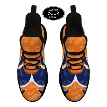 Max Sowl-25-cy-Syracuse-15-5, Personalized Syracuse Orange Custom Max Sowl Shoes, Personalized Skull Sport Footwear, Custom Color-Blocked Running Shoes