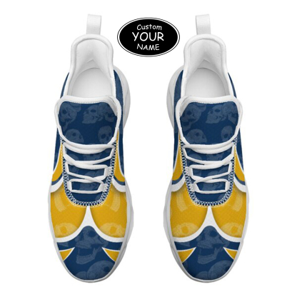 Max Sowl-25-cy-Morgantown-20-5, Personalized West Virginia Mountaineers Custom Max Sowl Shoes, Personalized Skull Sport Footwear, Custom Color-Blocked Running Shoes