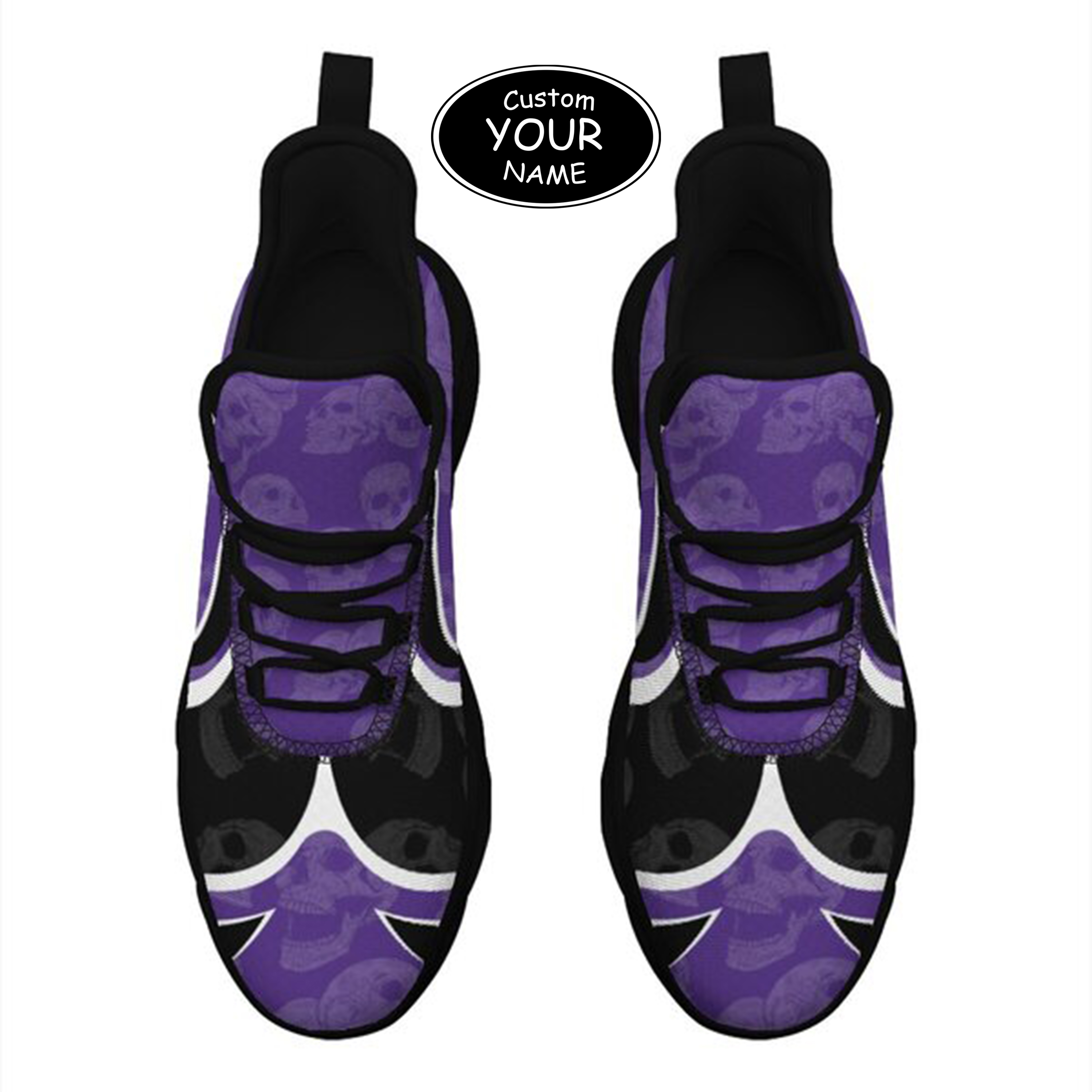 Max Sowl-25-cy-Evanston-21-5, Personalized Northwestern Wildcats Custom Max Sowl Shoes, Personalized Skull Sport Footwear, Custom Color-Blocked Running Shoes