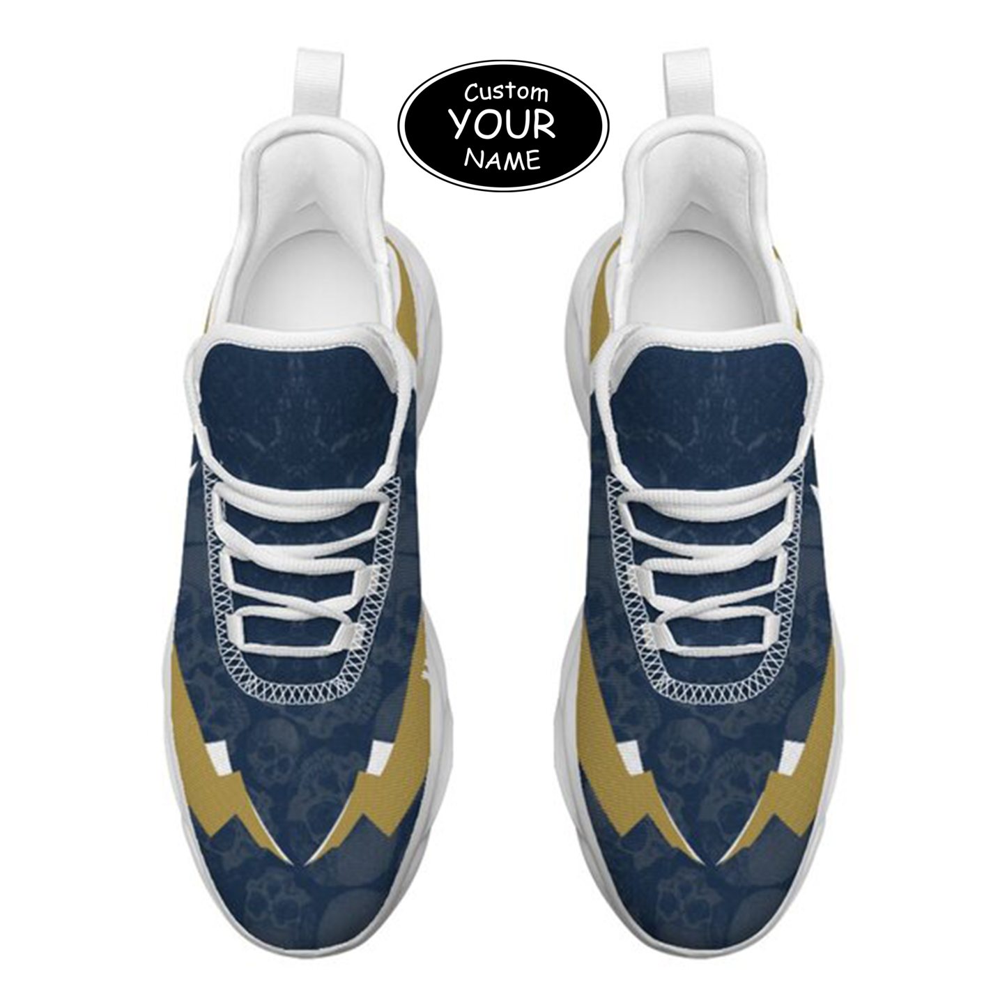 Max Sowl-25-cy-South Bend-5-6, Personalized Notre Dame Fighting Irish Custom Max Sowl Shoes, Personalized Skull Sport Footwear, Custom Color-Blocked Running Shoes