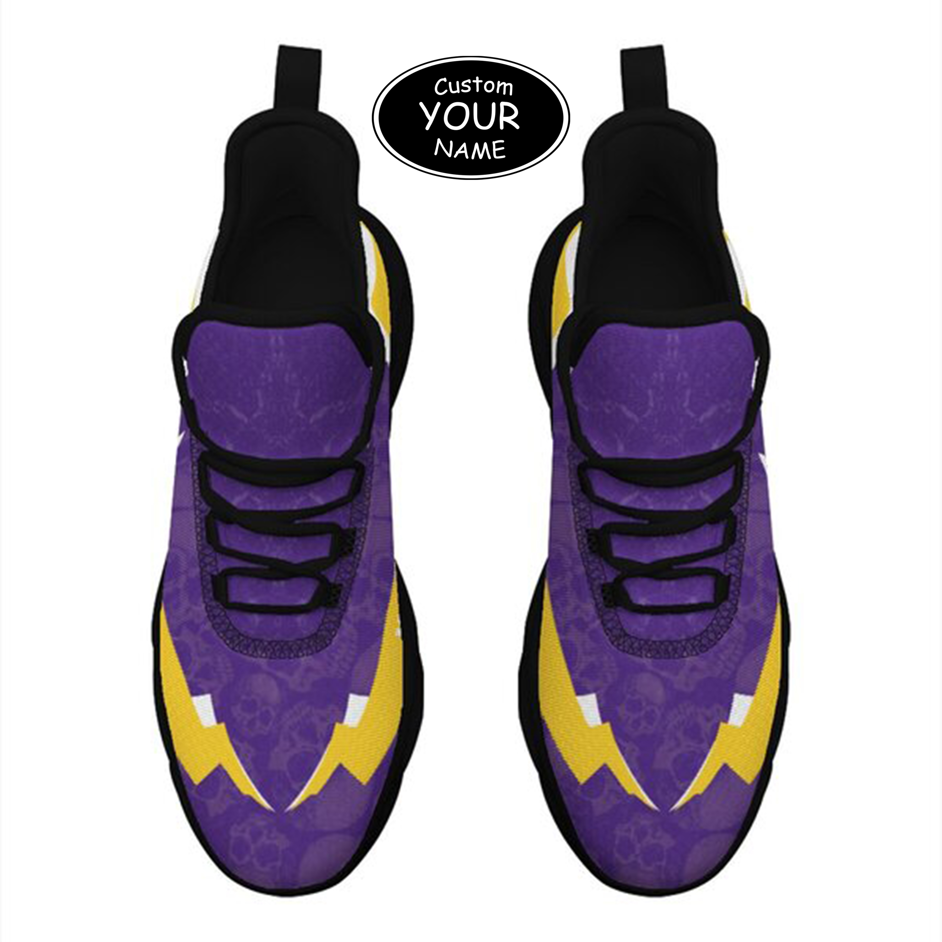 Max Sowl-25-cy-Baton Rouge-6-6, Personalized LSU Tigers Custom Max Sowl Shoes, Personalized Skull Sport Footwear, Custom Color-Blocked Running Shoes