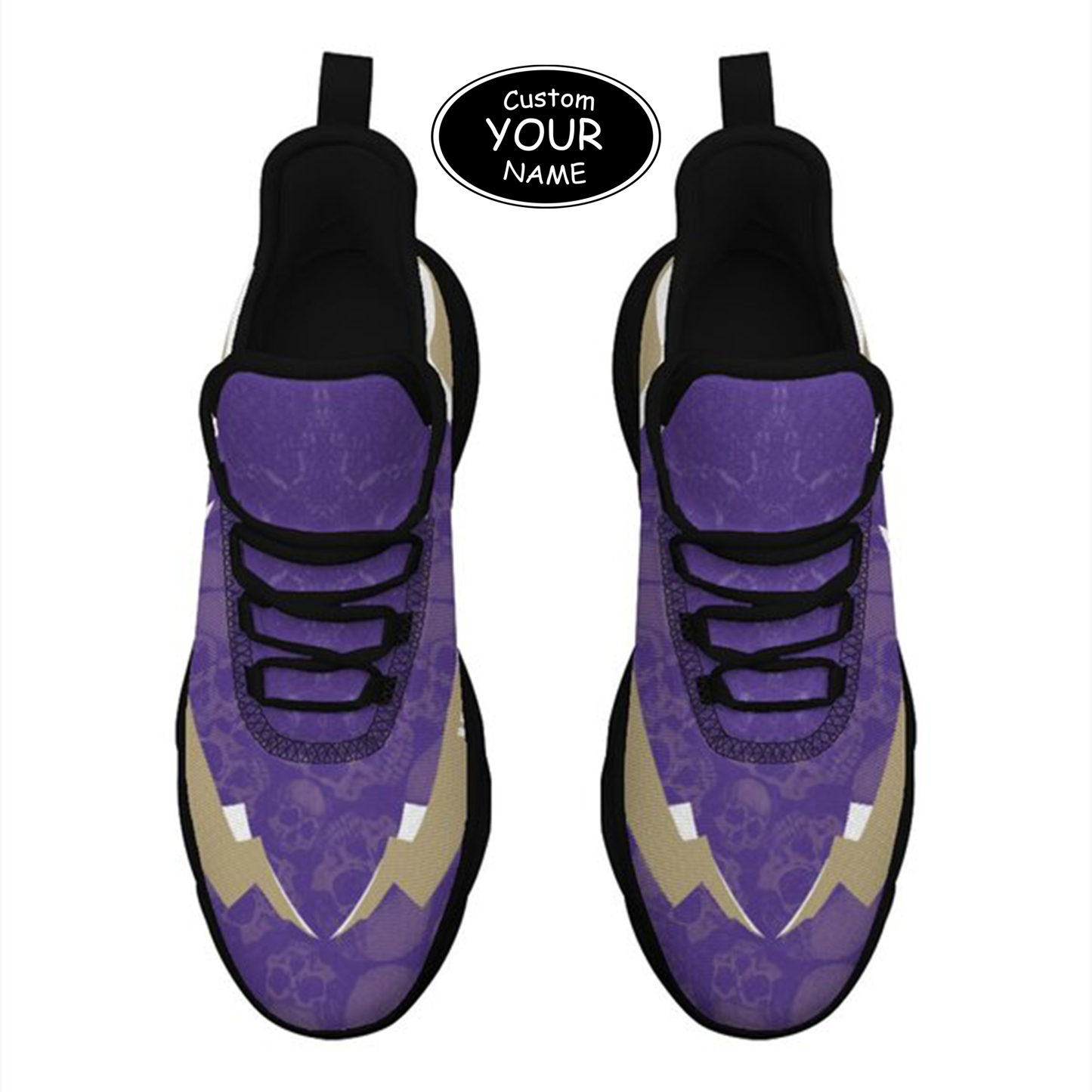 Max Sowl-25-cy-Seattle-13-6, Personalized Washington Huskies Custom Max Sowl Shoes, Personalized Skull Sport Footwear, Custom Color-Blocked Running Shoes