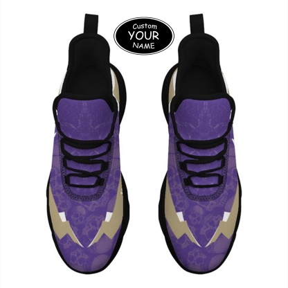 Max Sowl-25-cy-Seattle-13-6, Personalized Washington Huskies Custom Max Sowl Shoes, Personalized Skull Sport Footwear, Custom Color-Blocked Running Shoes