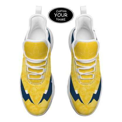 Max Sowl-25-cy-Ann Arbor-14-6, Personalized Michigan Wolverines Custom Max Sowl Shoes, Personalized Skull Sport Footwear, Custom Color-Blocked Running Shoes