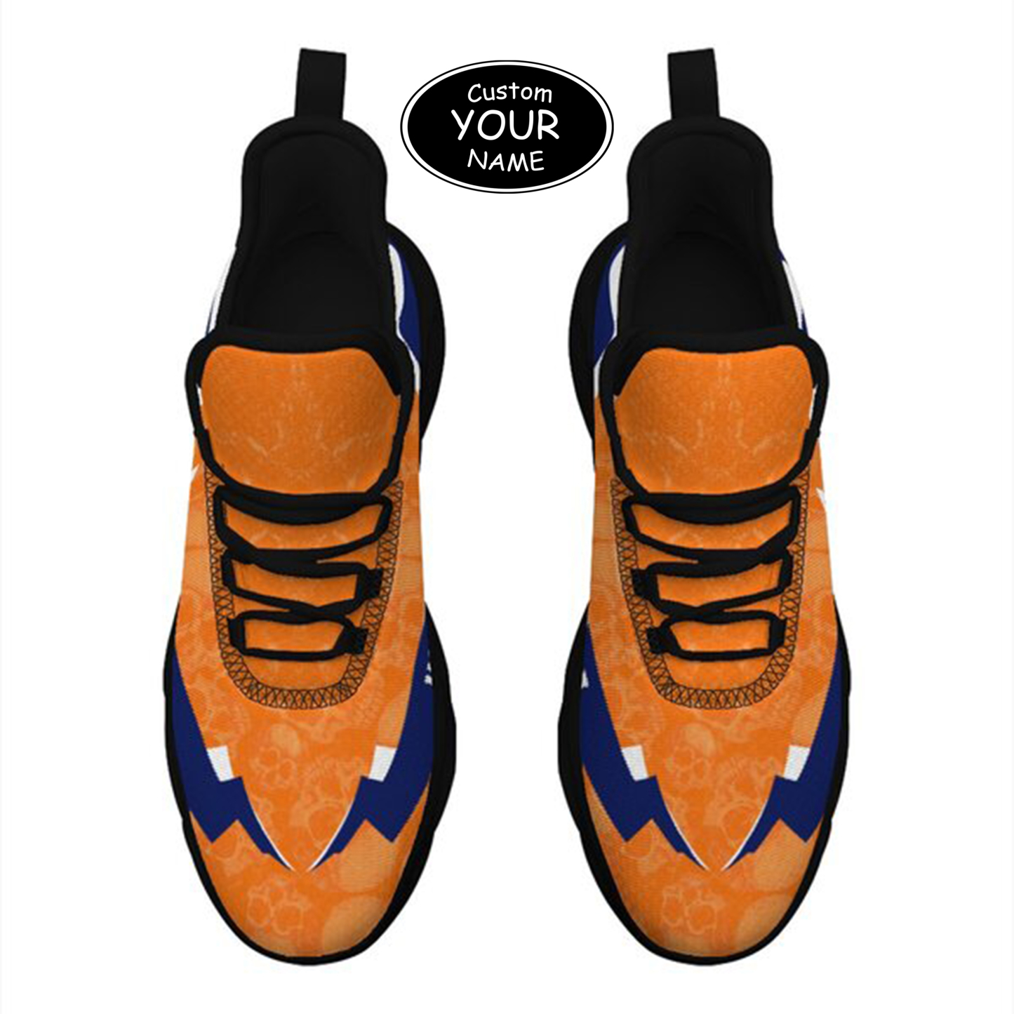 Max Sowl-25-cy-Syracuse-15-6, Personalized Syracuse Orange Custom Max Sowl Shoes, Personalized Skull Sport Footwear, Custom Color-Blocked Running Shoes