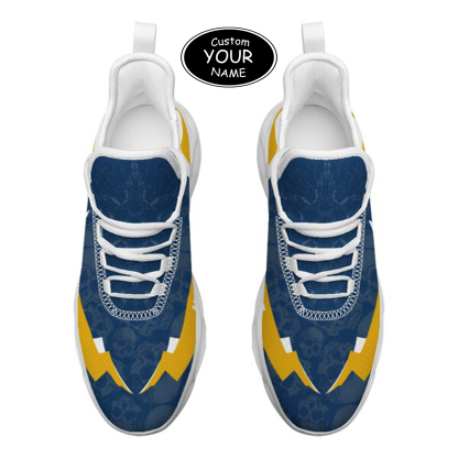 Max Sowl-25-cy-Morgantown-20-6, Personalized West Virginia Mountaineers Custom Max Sowl Shoes, Personalized Skull Sport Footwear, Custom Color-Blocked Running Shoes