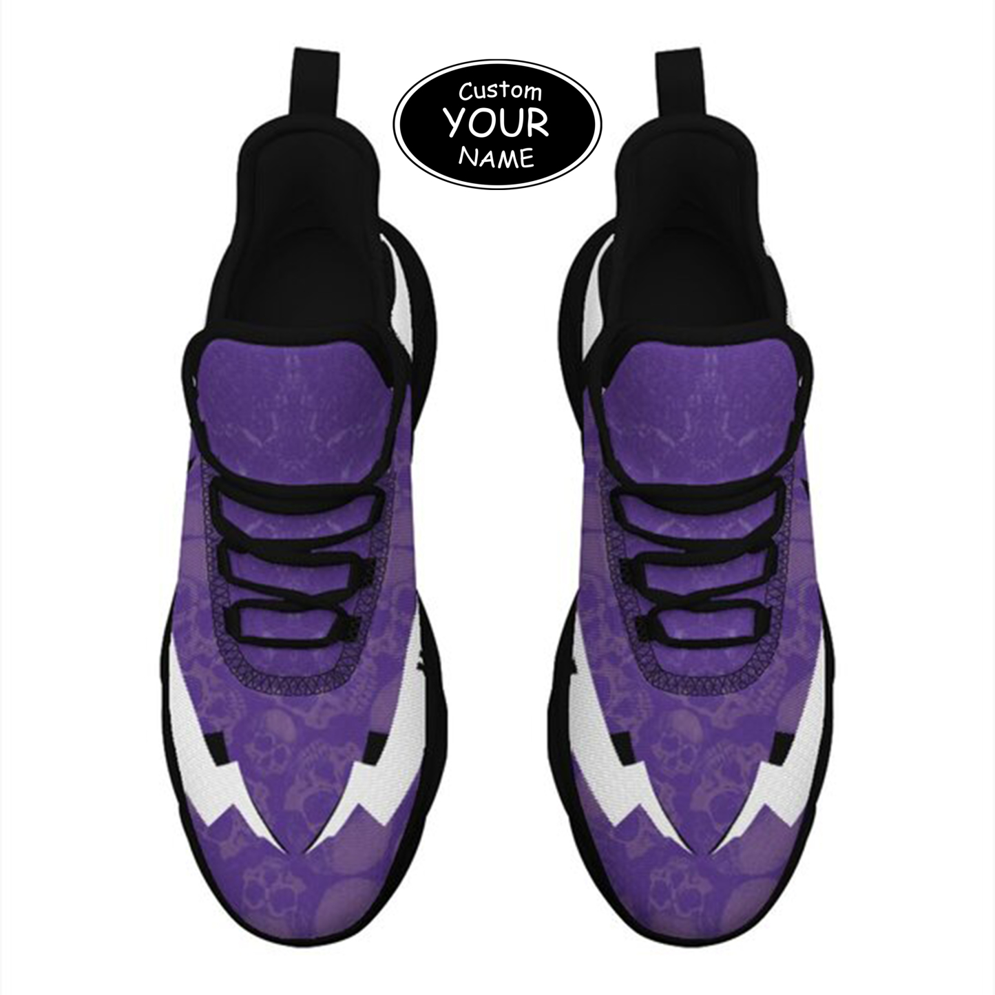 Max Sowl-25-cy-Evanston-21-6, Personalized Northwestern Wildcats Custom Max Sowl Shoes, Personalized Skull Sport Footwear, Custom Color-Blocked Running Shoes
