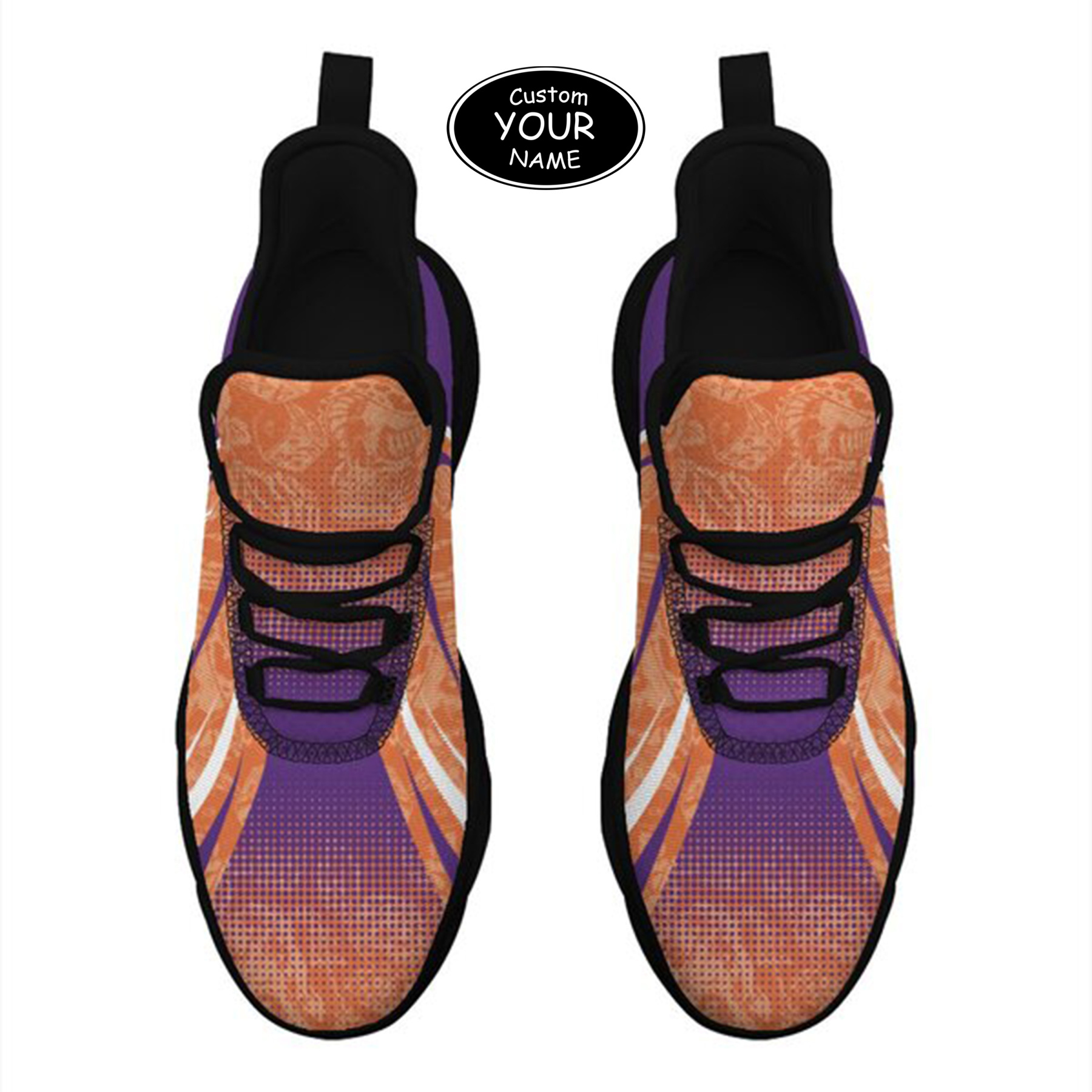 Max Sowl-25-yy-Clemson-1-6, Personalized Clemson Tigers Custom Max Sowl Shoes, Personalized Skull Sport Footwear, Custom Color-Blocked Running Shoes