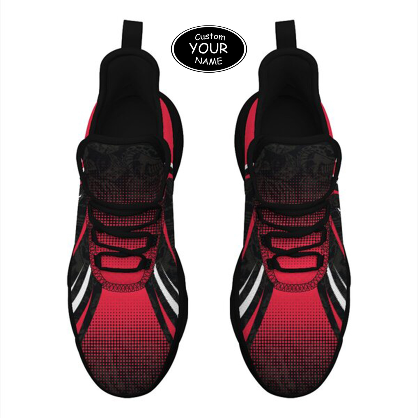 Max Sowl-25-yy-Cincinnati-24-6, Personalized Cincinnati Bearcats Custom Max Sowl Shoes, Personalized Skull Sport Footwear, Custom Color-Blocked Running Shoes