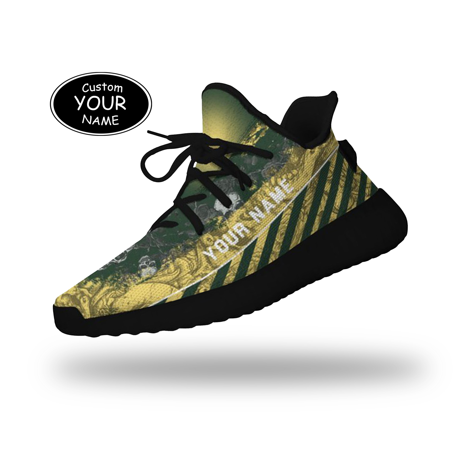 SH051-25-cy-Green Bay-13-2，Personalized  Green Bay Sneakers, Custom Breathable Walking Shoes, Patriotic Running Shoes