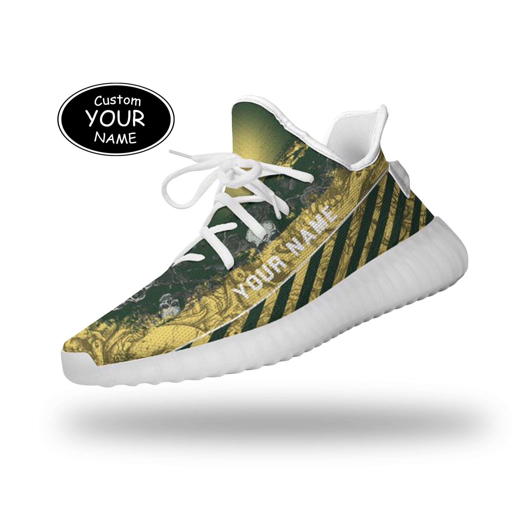 SH051-25-cy-Green Bay-13-2，Personalized  Green Bay Sneakers, Custom Breathable Walking Shoes, Patriotic Running Shoes