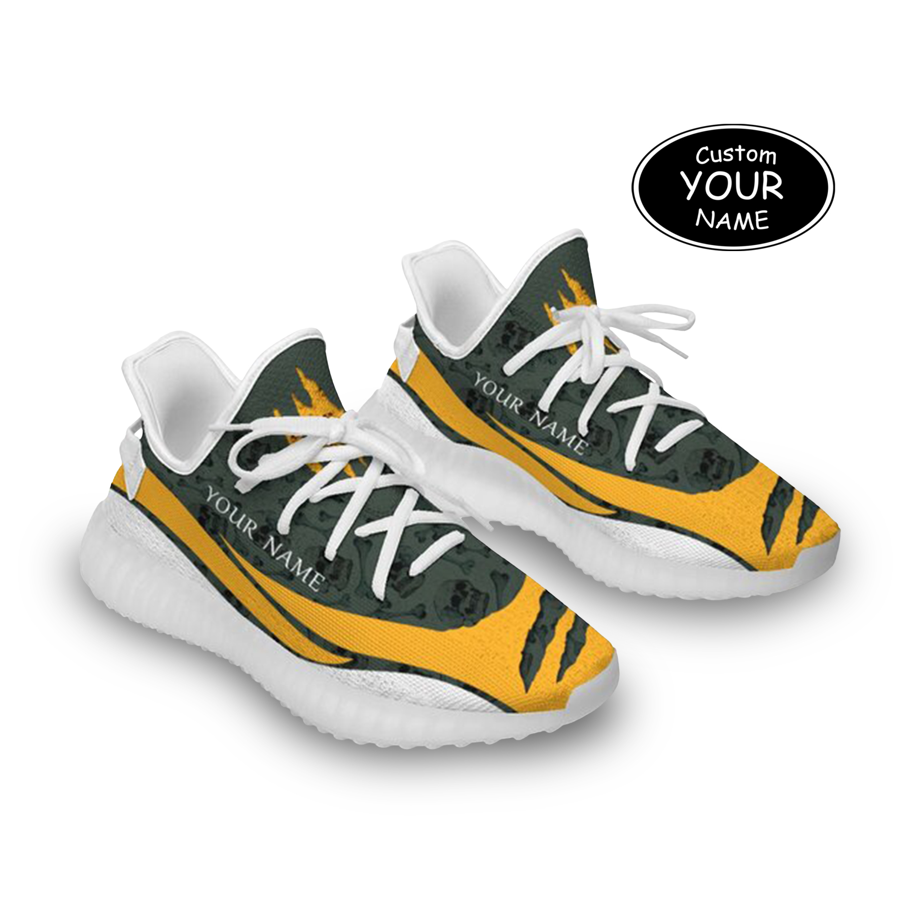 SH051-25-cy-Green Bay-13-3，Personalized  Green Bay Sneakers, Custom Breathable Walking Shoes, Patriotic Running Shoes