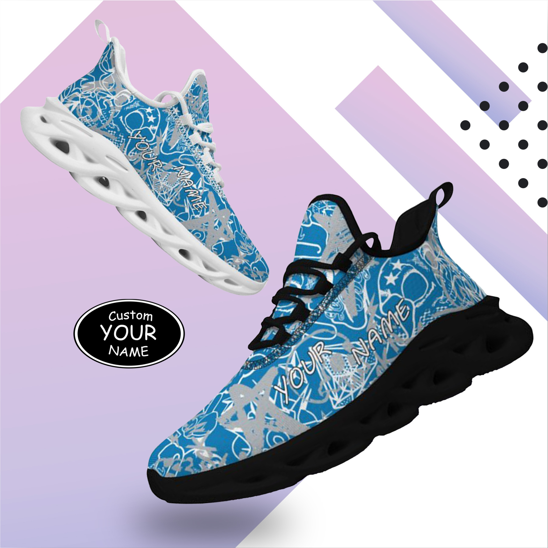 Detroit, Personalized Sneakers, Custom Breathable Walking Shoes, Patriotic Running Shoes