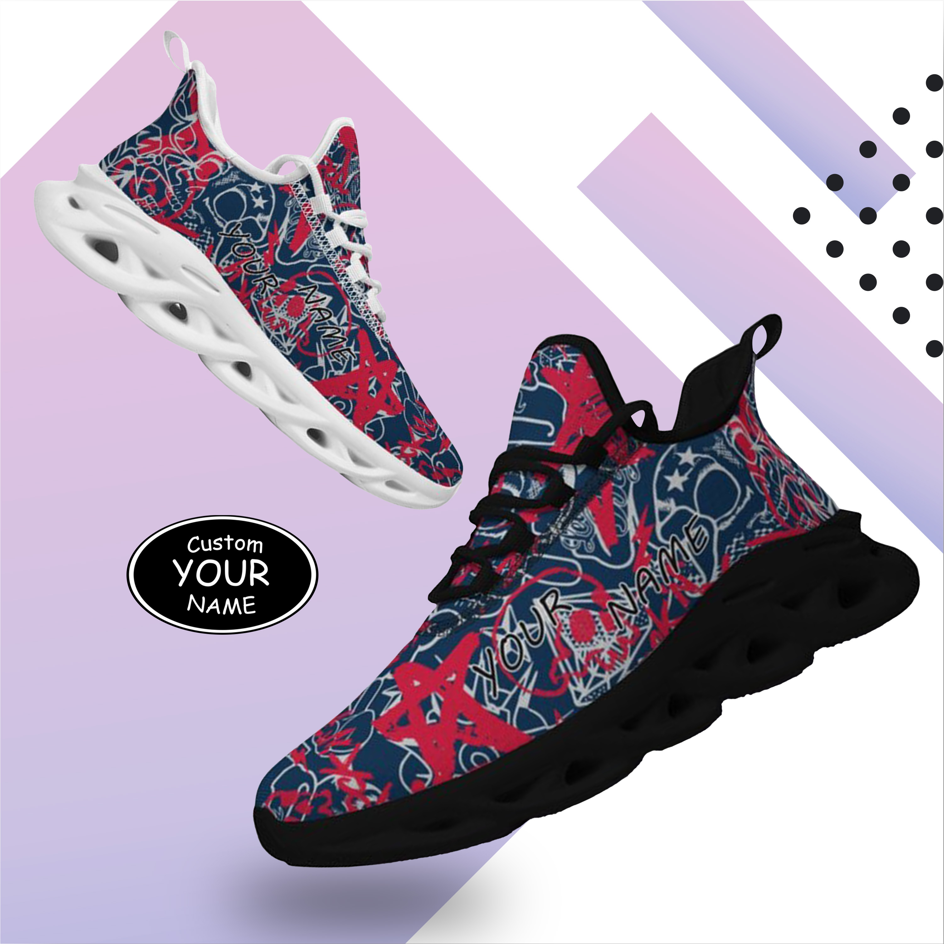 New England, Personalized Sneakers, Custom Breathable Walking Shoes, Patriotic Running Shoes