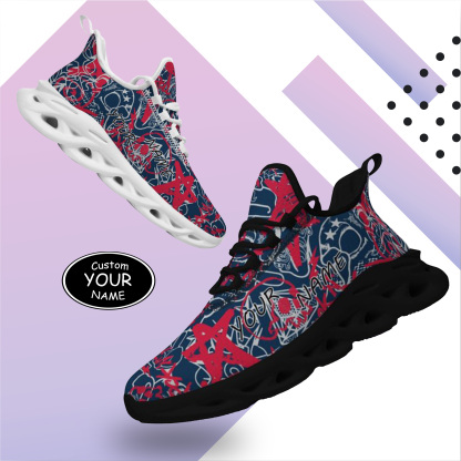 New England, Personalized Sneakers, Custom Breathable Walking Shoes, Patriotic Running Shoes