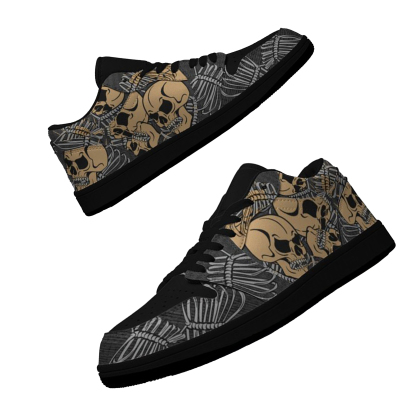 Jordan 1 Low-25-cy-skull-7, Jordan 1 Retro Low Sneakers, Personalized Gothic Shoes, Skull Design, Unisex Non Slip Walking Sneakers, Lightweight Breathable Running Shoes, Casual Sports Shoes, Unique Holidays Gifts