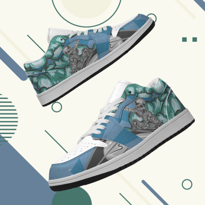 Jordan 1 Retro Low Sneakers, Personalized Gothic Shoes, Skull Design, Unisex Non Slip Walking Sneakers, Lightweight Breathable Running Shoes, Casual Sports Shoes, Unique Holidays Gifts