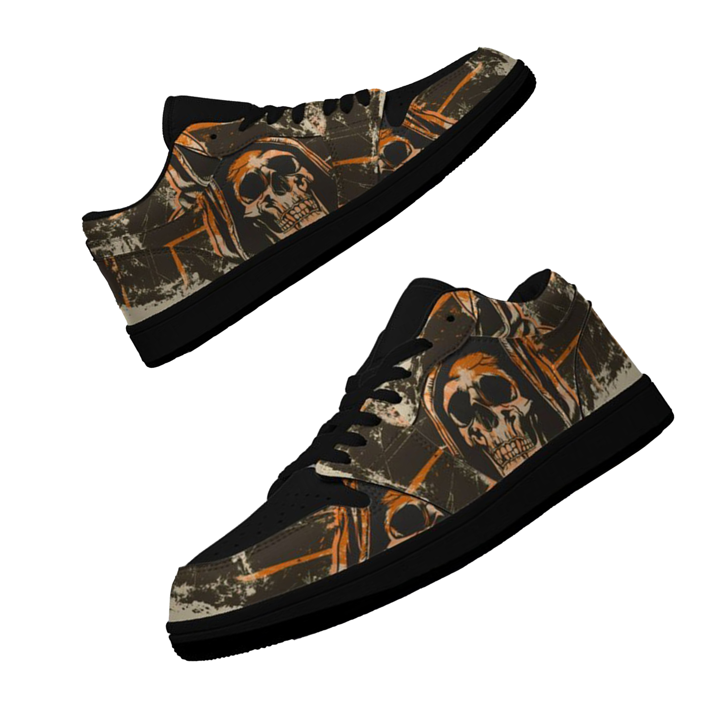 Jordan 1 Low-25-cy-skull-10, Jordan 1 Retro Low Sneakers, Personalized Gothic Shoes, Skull Design, Unisex Non Slip Walking Sneakers, Lightweight Breathable Running Shoes, Casual Sports Shoes, Unique Holidays Gifts