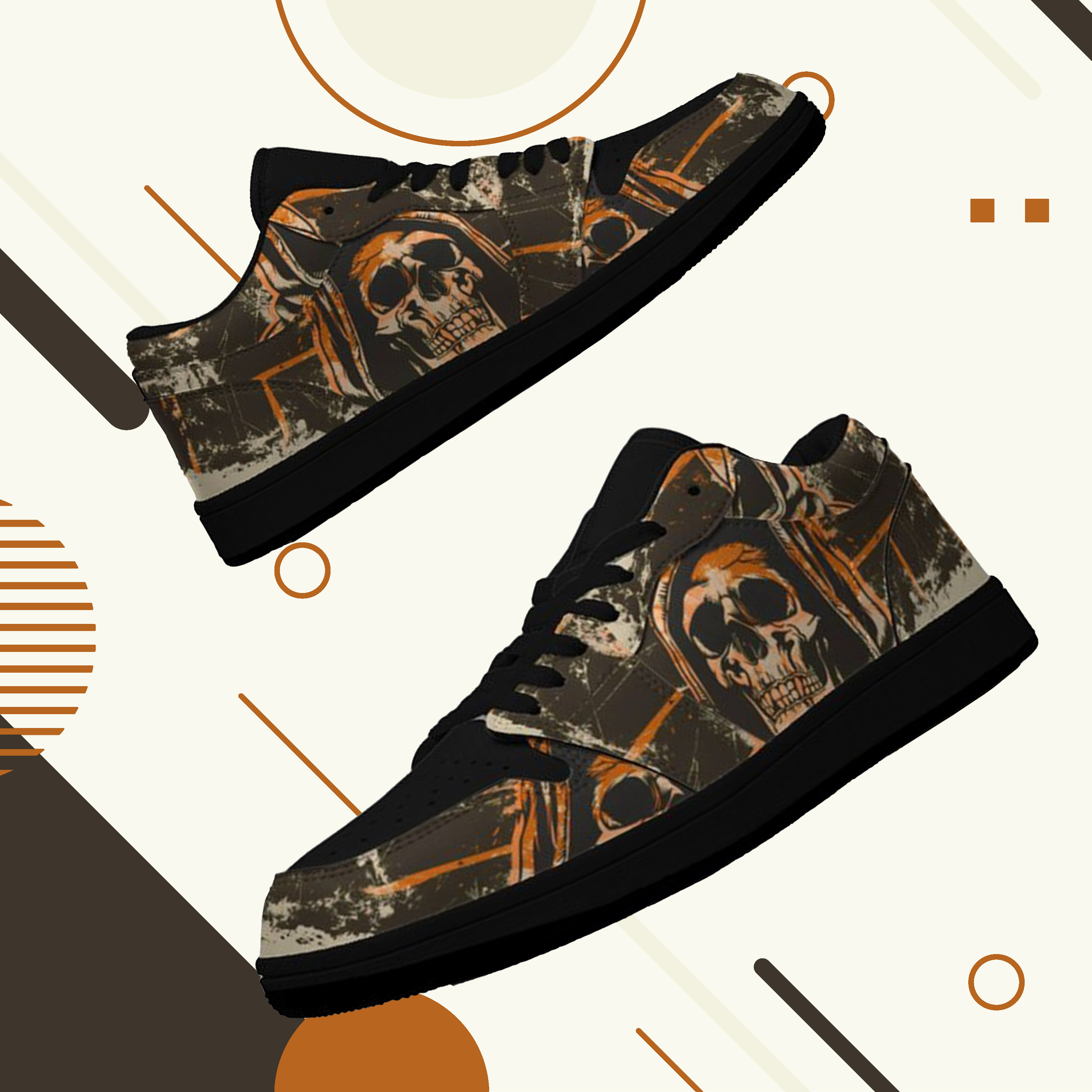 Jordan 1 Low-25-cy-skull-10, Jordan 1 Retro Low Sneakers, Personalized Gothic Shoes, Skull Design, Unisex Non Slip Walking Sneakers, Lightweight Breathable Running Shoes, Casual Sports Shoes, Unique Holidays Gifts