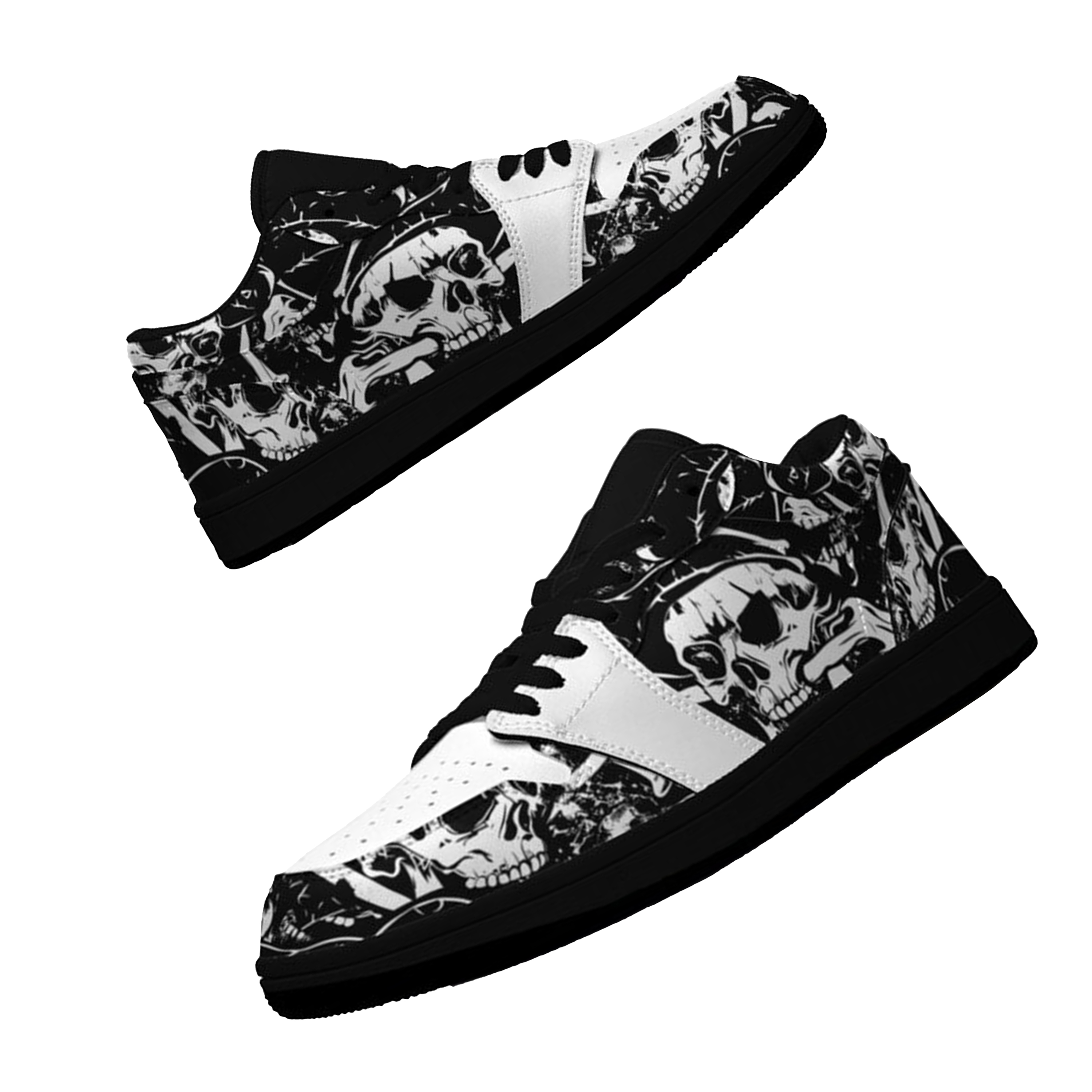 Jordan 1 Low-25-cy-skull-11, Jordan 1 Retro Low Sneakers, Personalized Gothic Shoes, Skull Design, Unisex Non Slip Walking Sneakers, Lightweight Breathable Running Shoes, Casual Sports Shoes, Unique Holidays Gifts