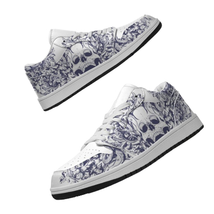 Jordan 1 Low-25-cy-skull-12, Jordan 1 Retro Low Sneakers, Personalized Gothic Shoes, Skull Design, Unisex Non Slip Walking Sneakers, Lightweight Breathable Running Shoes, Casual Sports Shoes, Unique Holidays Gifts