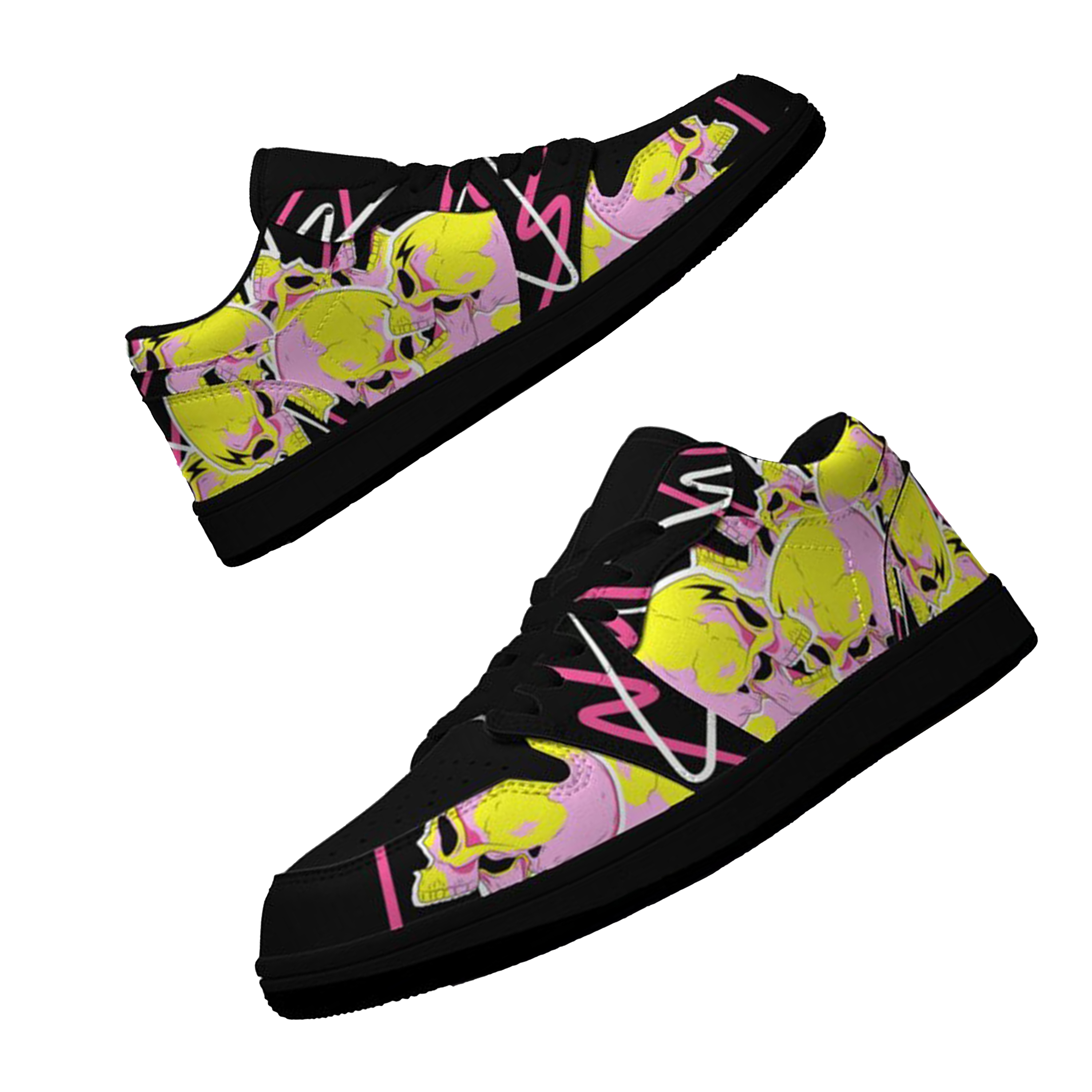 Jordan 1 Low-25-cy-skull-14, Jordan 1 Retro Low Sneakers, Personalized Gothic Shoes, Skull Design, Unisex Non Slip Walking Sneakers, Lightweight Breathable Running Shoes, Casual Sports Shoes, Unique Holidays Gifts