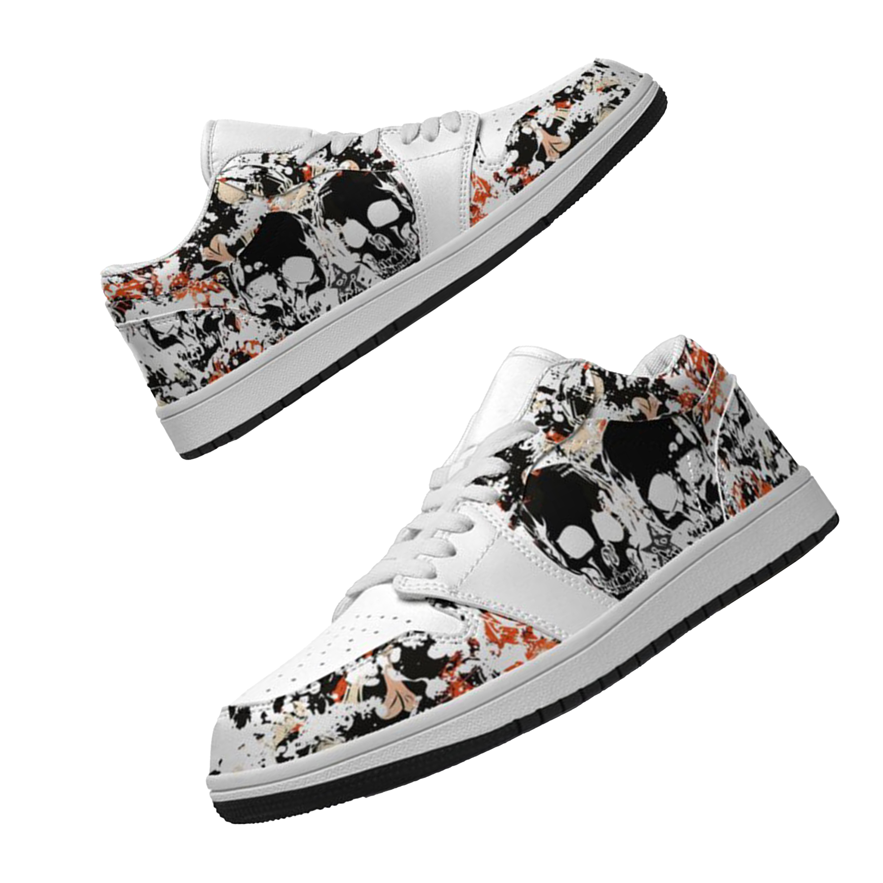 Jordan 1 Low-25-cy-skull-15, Jordan 1 Retro Low Sneakers, Personalized Gothic Shoes, Skull Design, Unisex Non Slip Walking Sneakers, Lightweight Breathable Running Shoes, Casual Sports Shoes, Unique Holidays Gifts