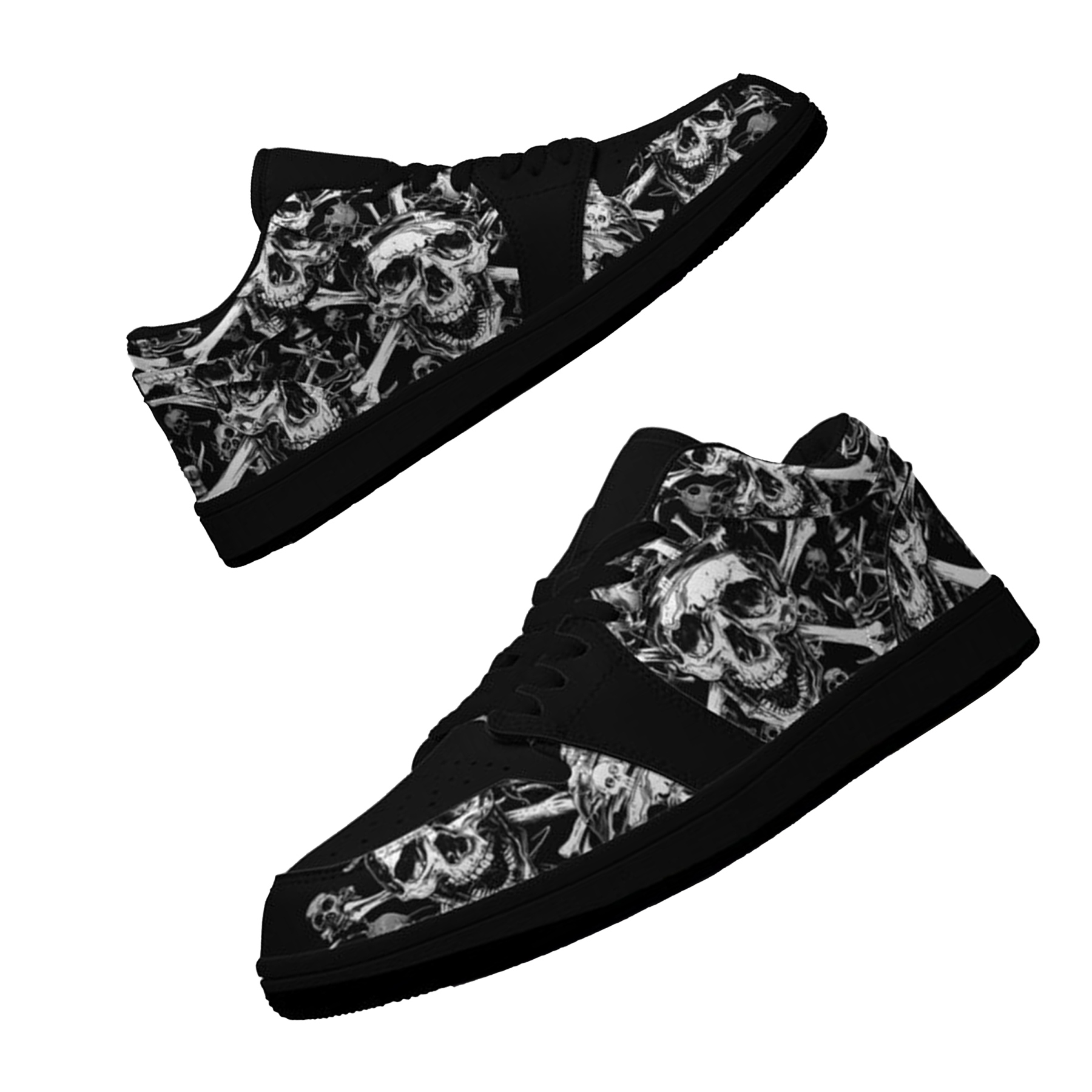 Jordan 1 Low-25-cy-skull-17, Jordan 1 Retro Low Sneakers, Personalized Gothic Shoes, Skull Design, Unisex Non Slip Walking Sneakers, Lightweight Breathable Running Shoes, Casual Sports Shoes, Unique Holidays Gifts