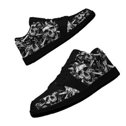 Jordan 1 Low-25-cy-skull-17, Jordan 1 Retro Low Sneakers, Personalized Gothic Shoes, Skull Design, Unisex Non Slip Walking Sneakers, Lightweight Breathable Running Shoes, Casual Sports Shoes, Unique Holidays Gifts