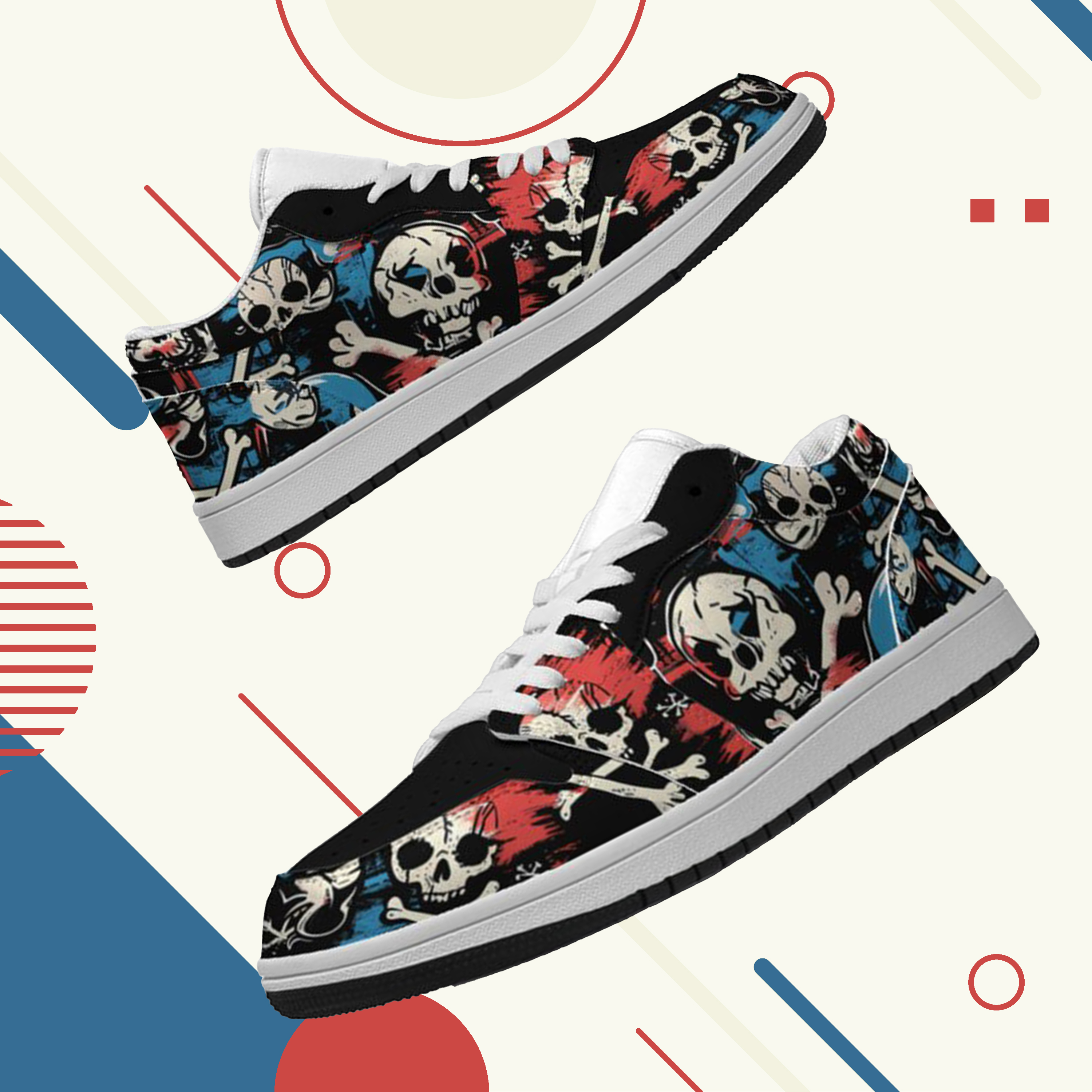 Jordan 1 Low-25-cy-skull-18, Jordan 1 Retro Low Sneakers, Personalized Gothic Shoes, Skull Design, Unisex Non Slip Walking Sneakers, Lightweight Breathable Running Shoes, Casual Sports Shoes, Unique Holidays Gifts
