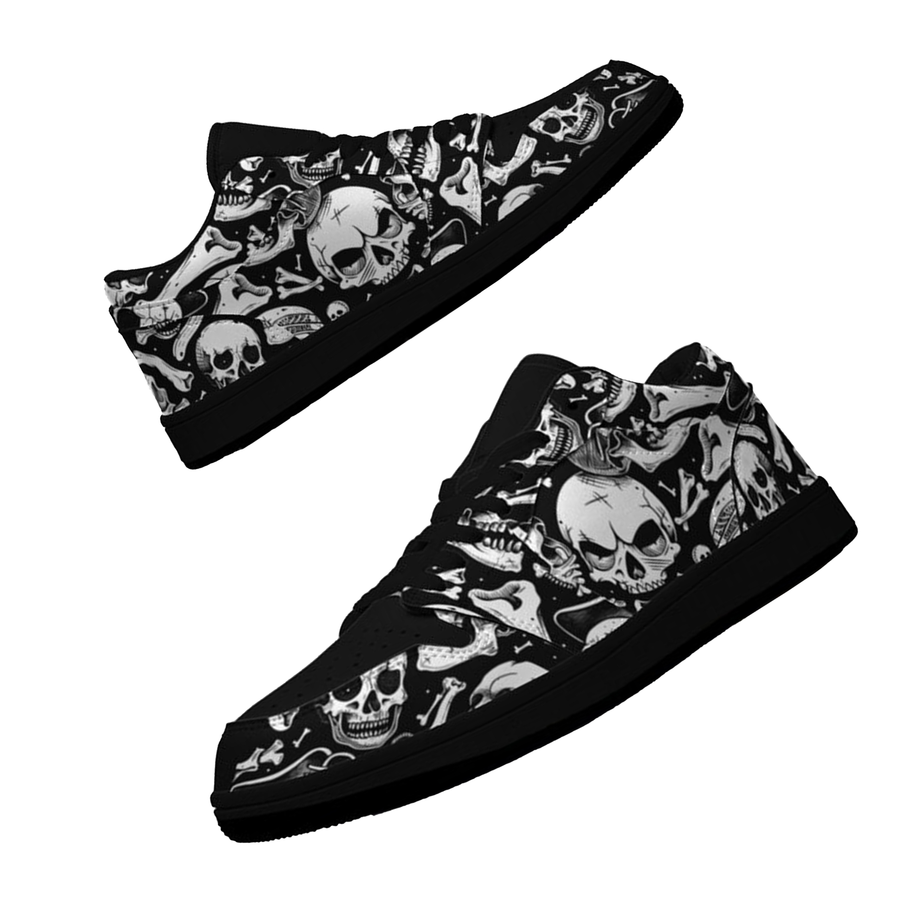 Jordan 1 Low-25-cy-skull-19, Jordan 1 Retro Low Sneakers, Personalized Gothic Shoes, Skull Design, Unisex Non Slip Walking Sneakers, Lightweight Breathable Running Shoes, Casual Sports Shoes, Unique Holidays Gifts
