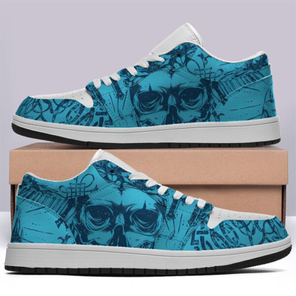 Jordan 1 Low-25-yy-skull-1, Jordan 1 Retro Low Sneakers, Personalized Gothic Shoes, Skull Design, Unisex Non Slip Walking Sneakers, Lightweight Breathable Running Shoes, Casual Sports Shoes, Unique Holidays Gifts
