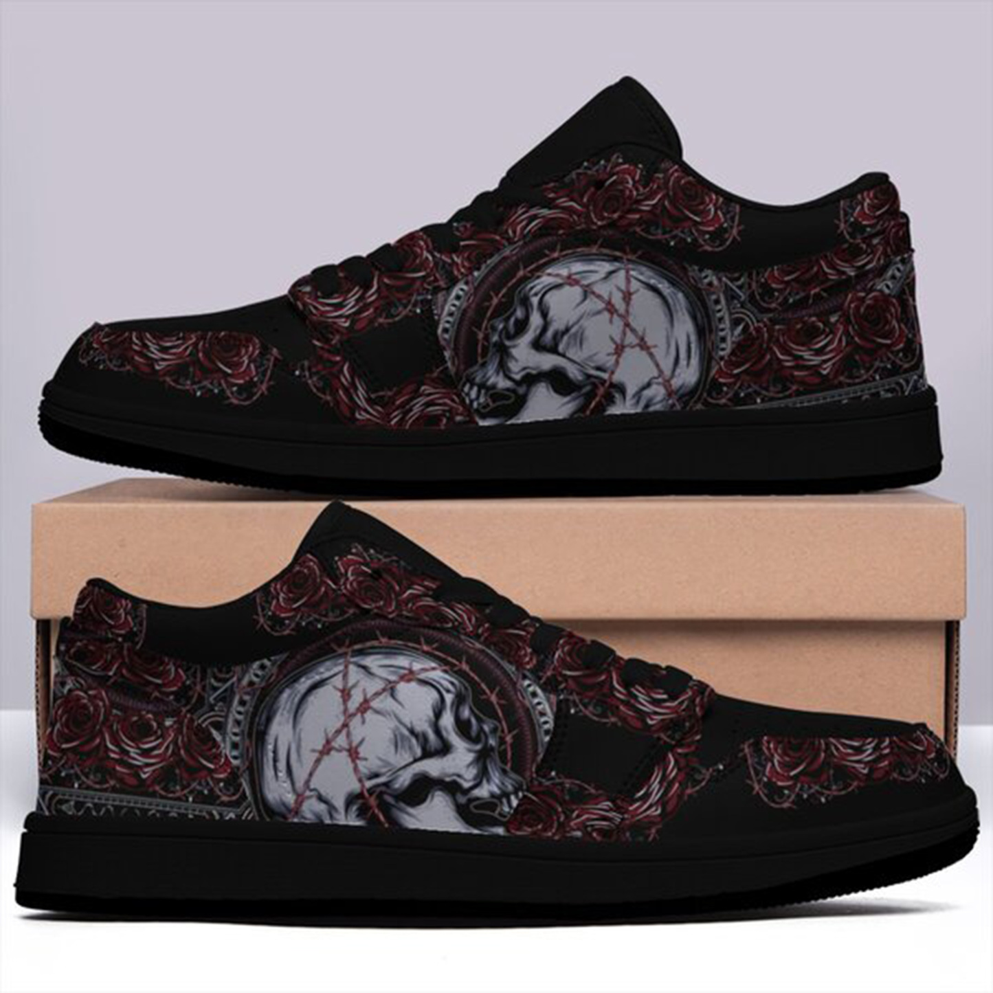 Jordan 1 Low-25-yy-skull-3, Jordan 1 Retro Low Sneakers, Personalized Gothic Shoes, Skull Design, Unisex Non Slip Walking Sneakers, Lightweight Breathable Running Shoes, Casual Sports Shoes, Unique Holidays Gifts