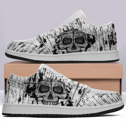 Jordan 1 Low-25-yy-skull-6, Jordan 1 Retro Low Sneakers, Personalized Gothic Shoes, Skull Design, Unisex Non Slip Walking Sneakers, Lightweight Breathable Running Shoes, Casual Sports Shoes, Unique Holidays Gifts