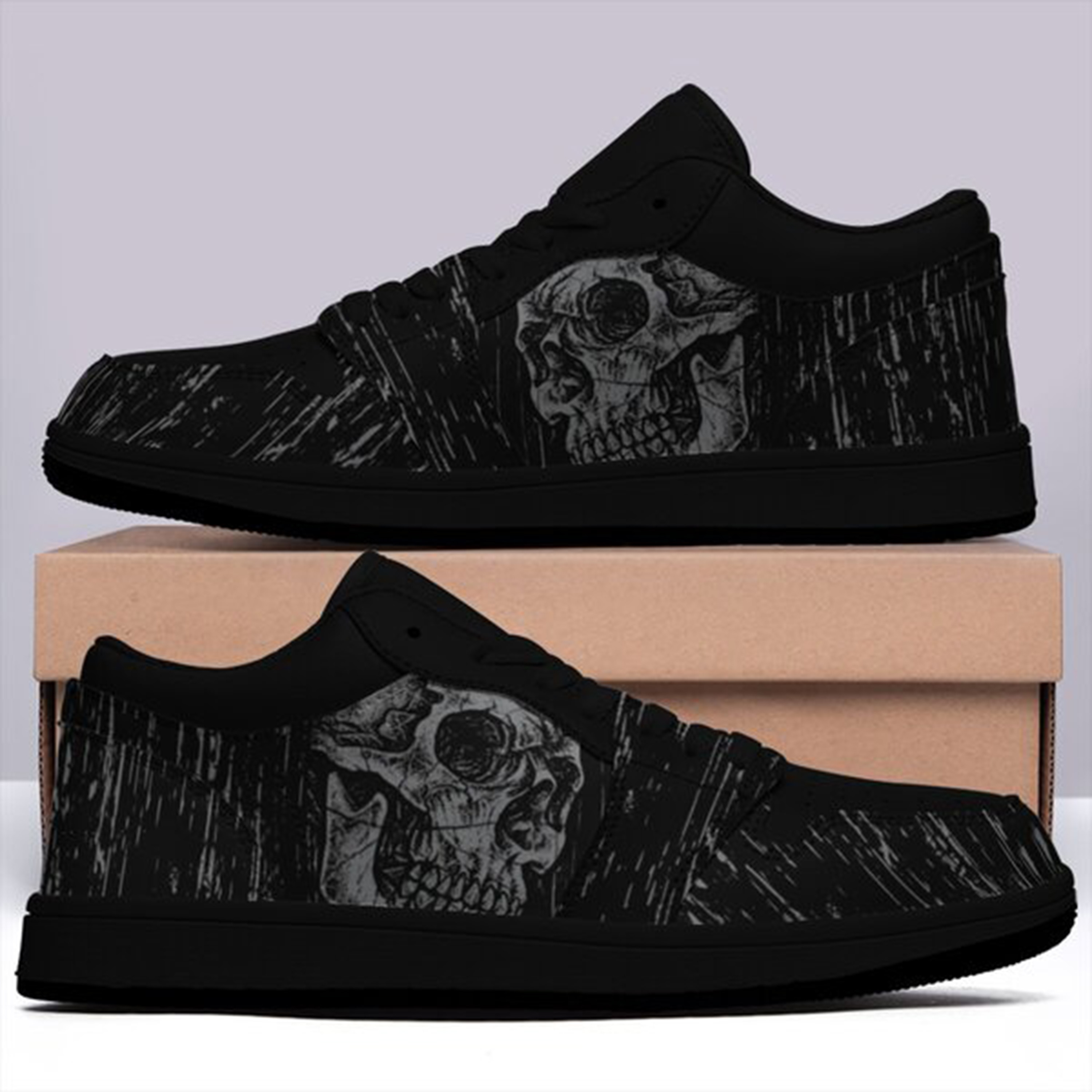 Jordan 1 Low-25-yy-skull-7, Jordan 1 Retro Low Sneakers, Personalized Gothic Shoes, Skull Design, Unisex Non Slip Walking Sneakers, Lightweight Breathable Running Shoes, Casual Sports Shoes, Unique Holidays Gifts