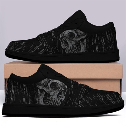 Jordan 1 Low-25-yy-skull-7, Jordan 1 Retro Low Sneakers, Personalized Gothic Shoes, Skull Design, Unisex Non Slip Walking Sneakers, Lightweight Breathable Running Shoes, Casual Sports Shoes, Unique Holidays Gifts