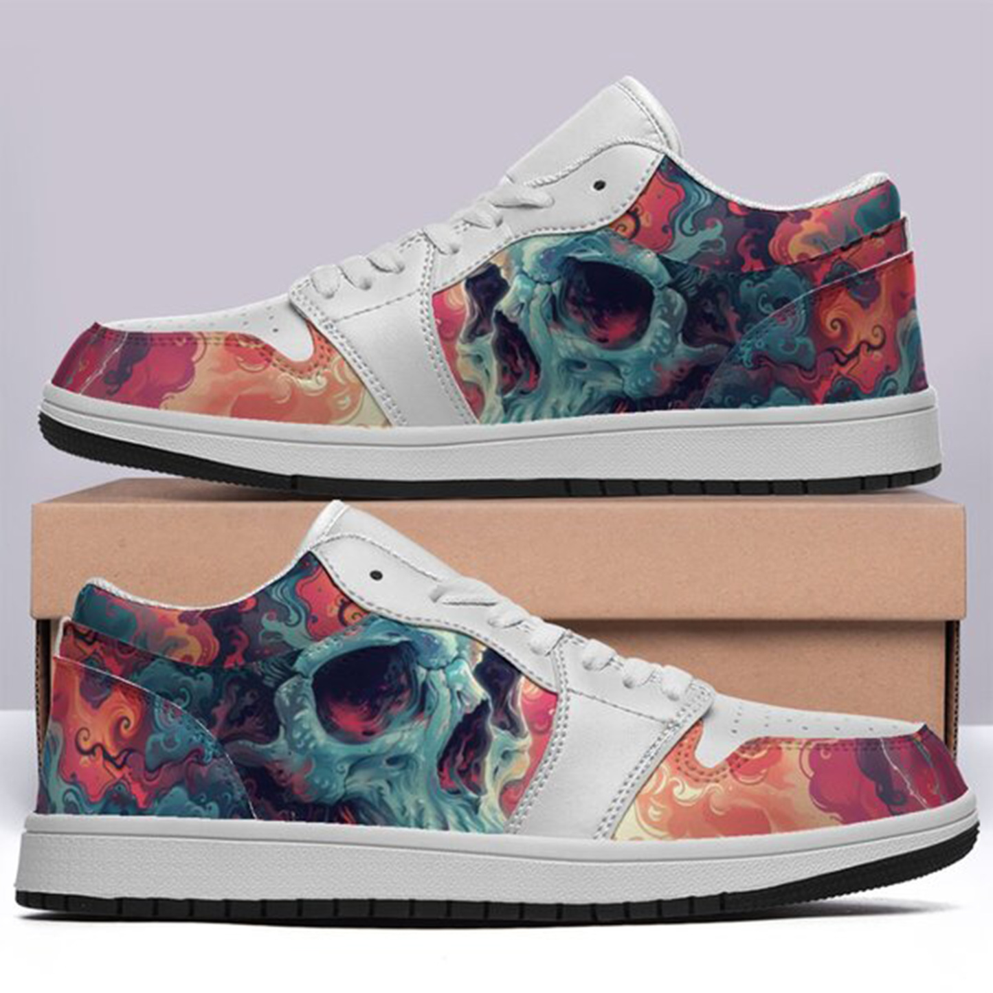 Jordan 1 Low-25-yy-skull-8, Jordan 1 Retro Low Sneakers, Personalized Gothic Shoes, Skull Design, Unisex Non Slip Walking Sneakers, Lightweight Breathable Running Shoes, Casual Sports Shoes, Unique Holidays Gifts