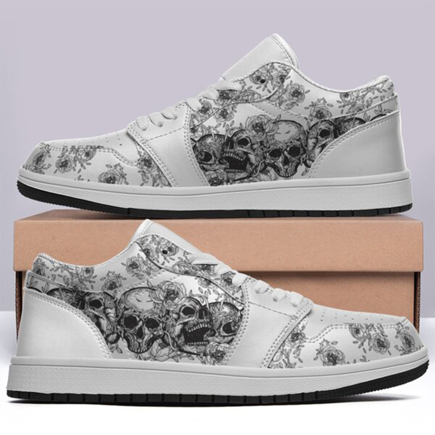 Jordan 1 Low-25-yy-skull-10, Jordan 1 Retro Low Sneakers, Personalized Gothic Shoes, Skull Design, Unisex Non Slip Walking Sneakers, Lightweight Breathable Running Shoes, Casual Sports Shoes, Unique Holidays Gifts