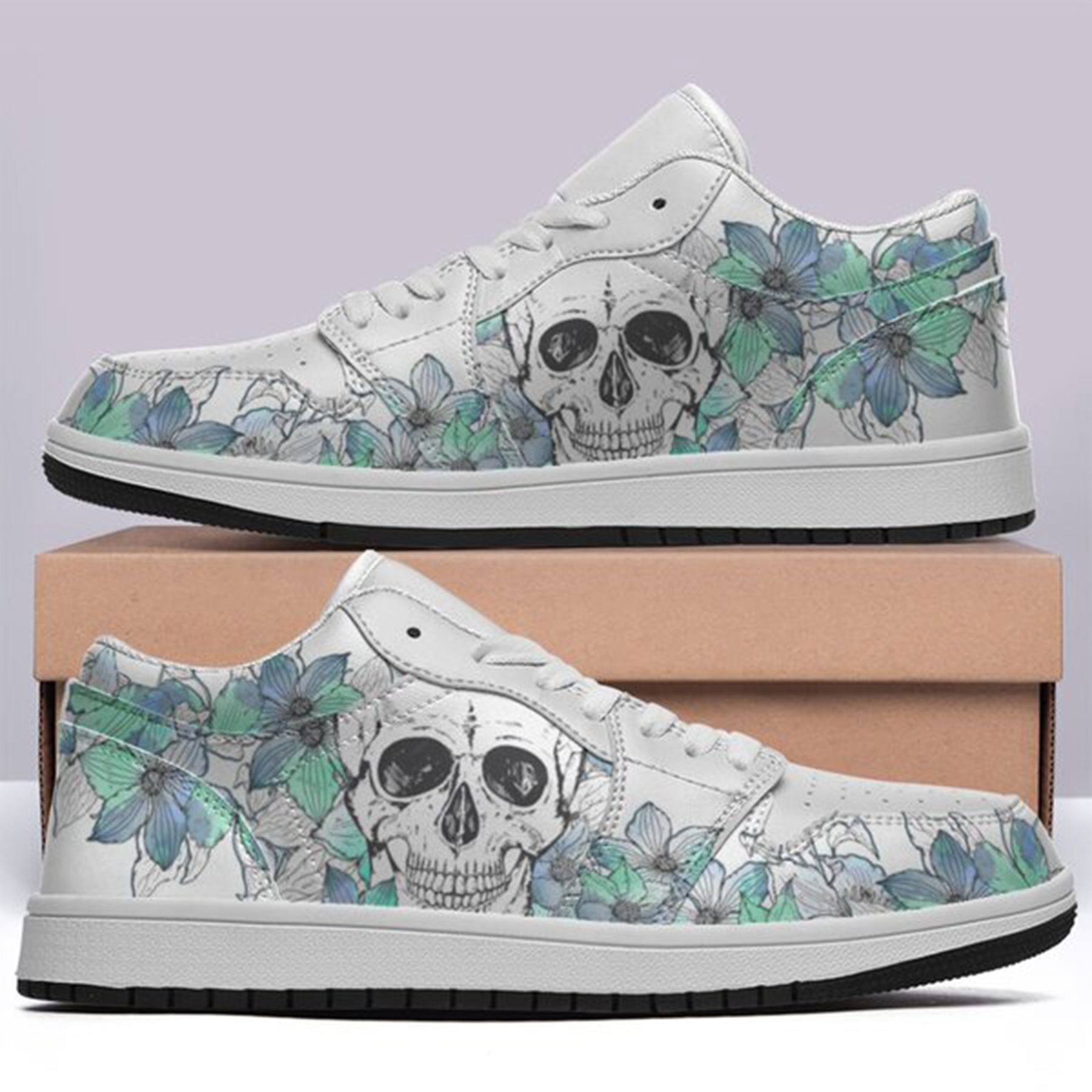 Jordan 1 Low-25-yy-skull-11, Jordan 1 Retro Low Sneakers, Personalized Gothic Shoes, Skull Design, Unisex Non Slip Walking Sneakers, Lightweight Breathable Running Shoes, Casual Sports Shoes, Unique Holidays Gifts