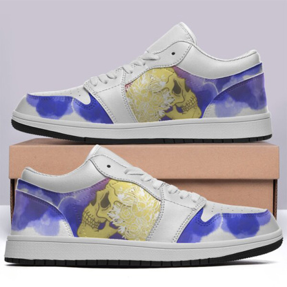 Jordan 1 Low-25-yy-skull-12, Jordan 1 Retro Low Sneakers, Personalized Gothic Shoes, Skull Design, Unisex Non Slip Walking Sneakers, Lightweight Breathable Running Shoes, Casual Sports Shoes, Unique Holidays Gifts