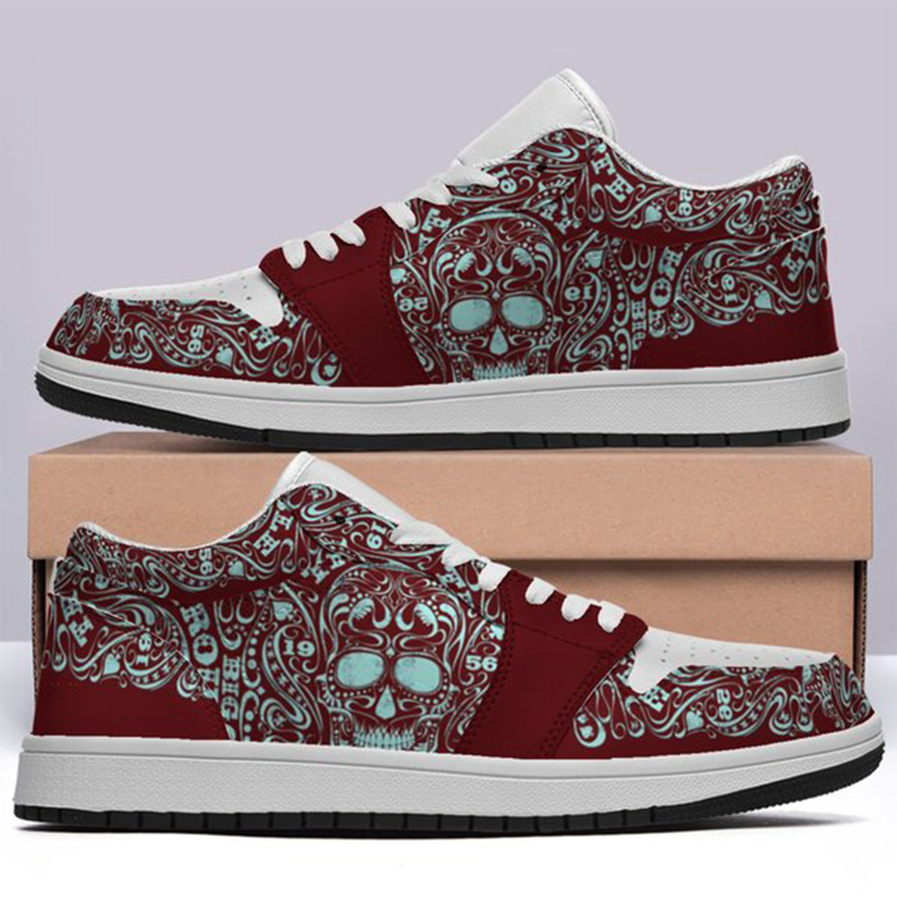 Jordan 1 Low-25-yy-skull-14, Jordan 1 Retro Low Sneakers, Personalized Gothic Shoes, Skull Design, Unisex Non Slip Walking Sneakers, Lightweight Breathable Running Shoes, Casual Sports Shoes, Unique Holidays Gifts