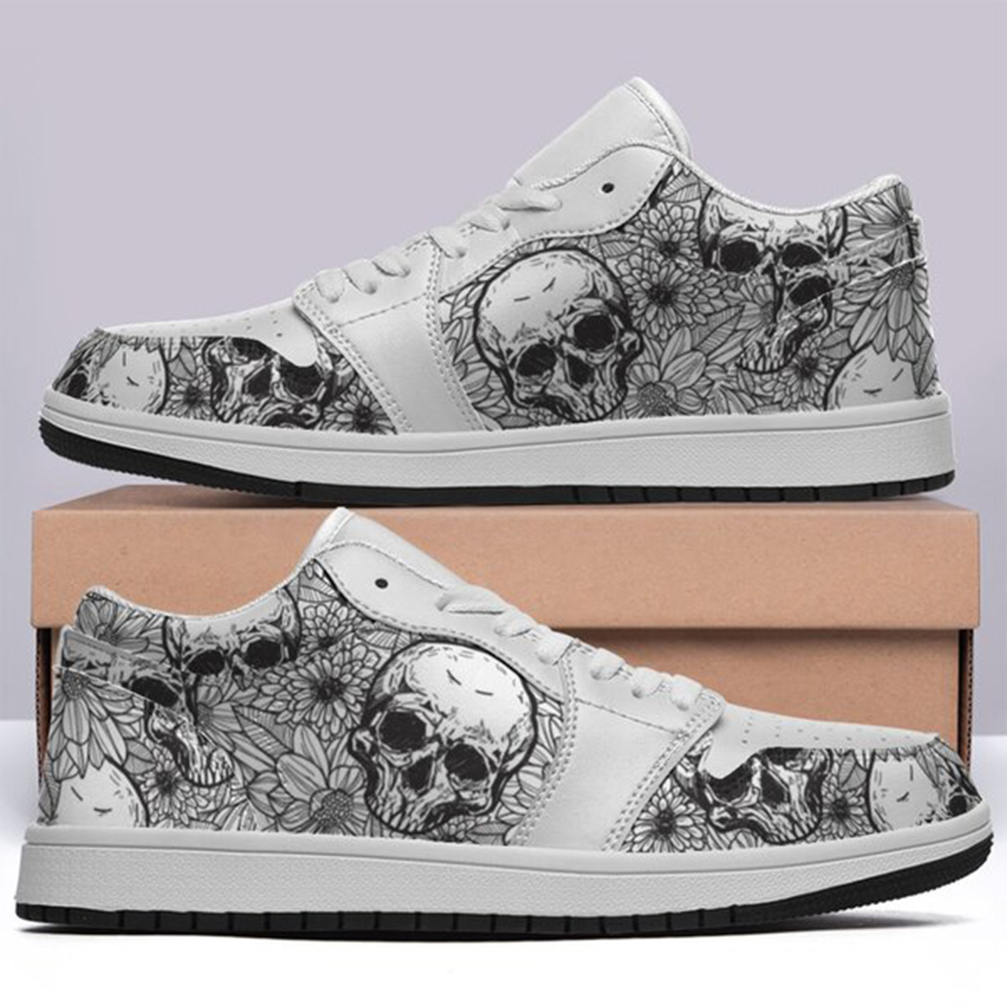 Jordan 1 Low-25-yy-skull-16, Jordan 1 Retro Low Sneakers, Personalized Gothic Shoes, Skull Design, Unisex Non Slip Walking Sneakers, Lightweight Breathable Running Shoes, Casual Sports Shoes, Unique Holidays Gifts