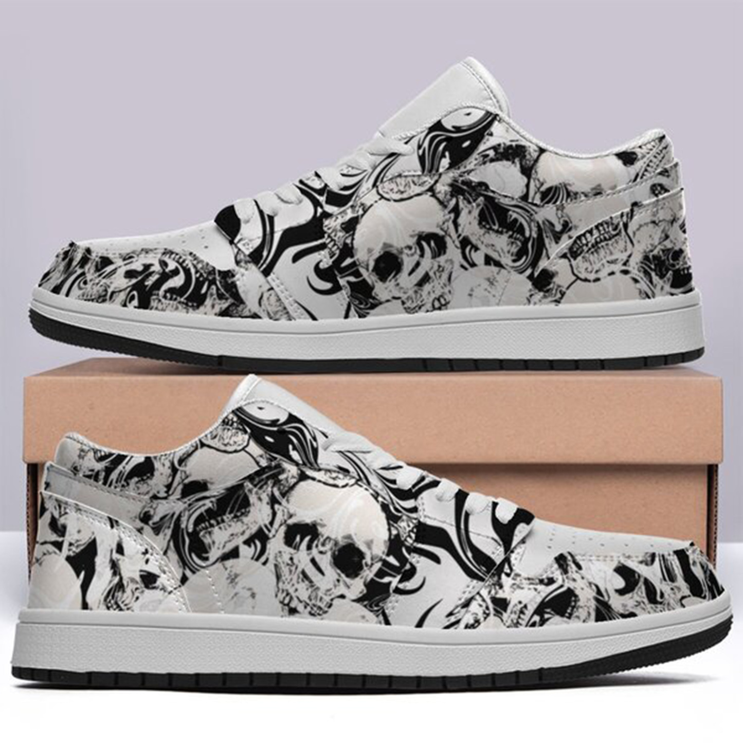 Jordan 1 Low-25-yy-skull-17, Jordan 1 Retro Low Sneakers, Personalized Gothic Shoes, Skull Design, Unisex Non Slip Walking Sneakers, Lightweight Breathable Running Shoes, Casual Sports Shoes, Unique Holidays Gifts