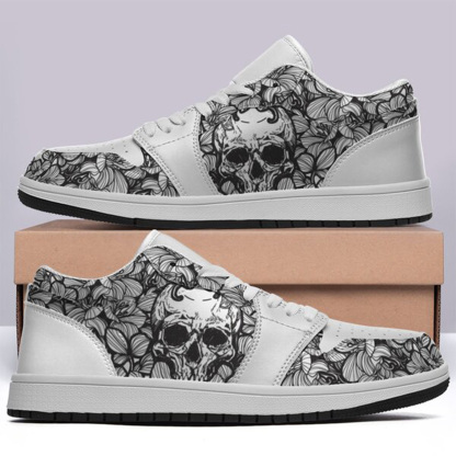 Jordan 1 Low-25-yy-skull-21, Jordan 1 Retro Low Sneakers, Personalized Gothic Shoes, Skull Design, Unisex Non Slip Walking Sneakers, Lightweight Breathable Running Shoes, Casual Sports Shoes, Unique Holidays Gifts