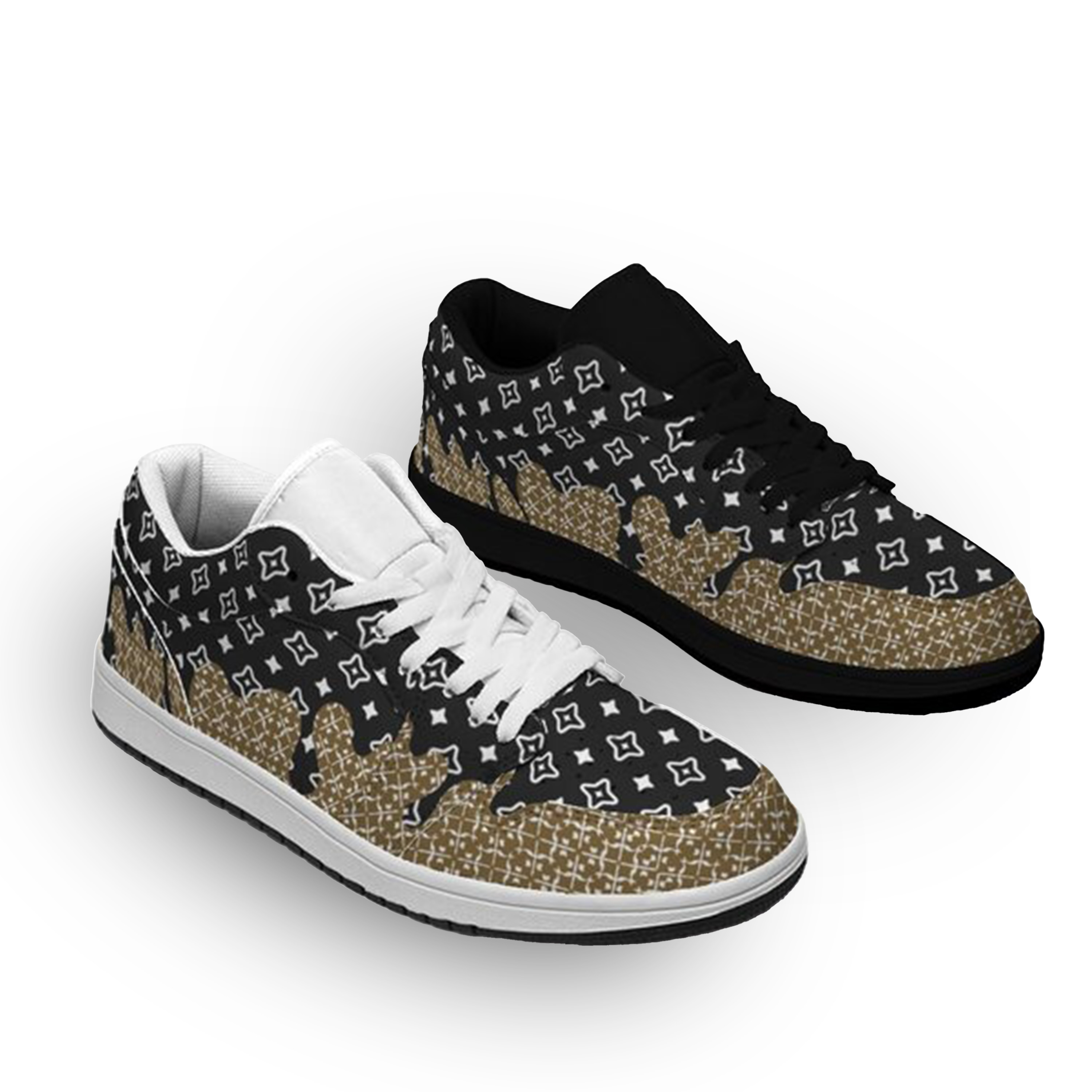 Jordan 1-25-yy-Quiet Luxe-4, Jordan 1 Retro Low Sneakers, Personalized Light Luxury Vintage Sneakers, Breathable Running Shoes, Printed Luxury-inspired Design, Anti-Slip Athletic Shoes, Lightweight Walking Sneakers