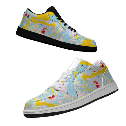 Jordan 1-25-cy-Quiet Luxe-8, Jordan 1 Retro Low Sneakers, Personalized Light Luxury Vintage Sneakers, Custom Printed Design, Light Breathable, Casual Walking Shoes, Fashion Sneakers